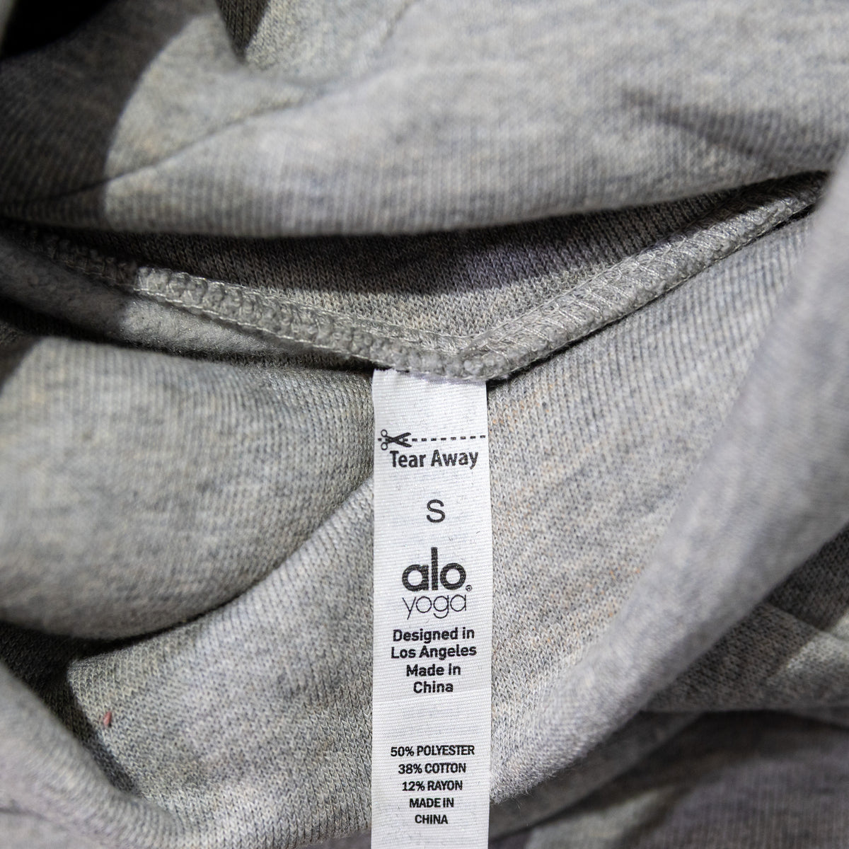 Alo Soleil Cotton Blend Turtleneck Cropped Pullover Long Sleeve Sweater Gray S