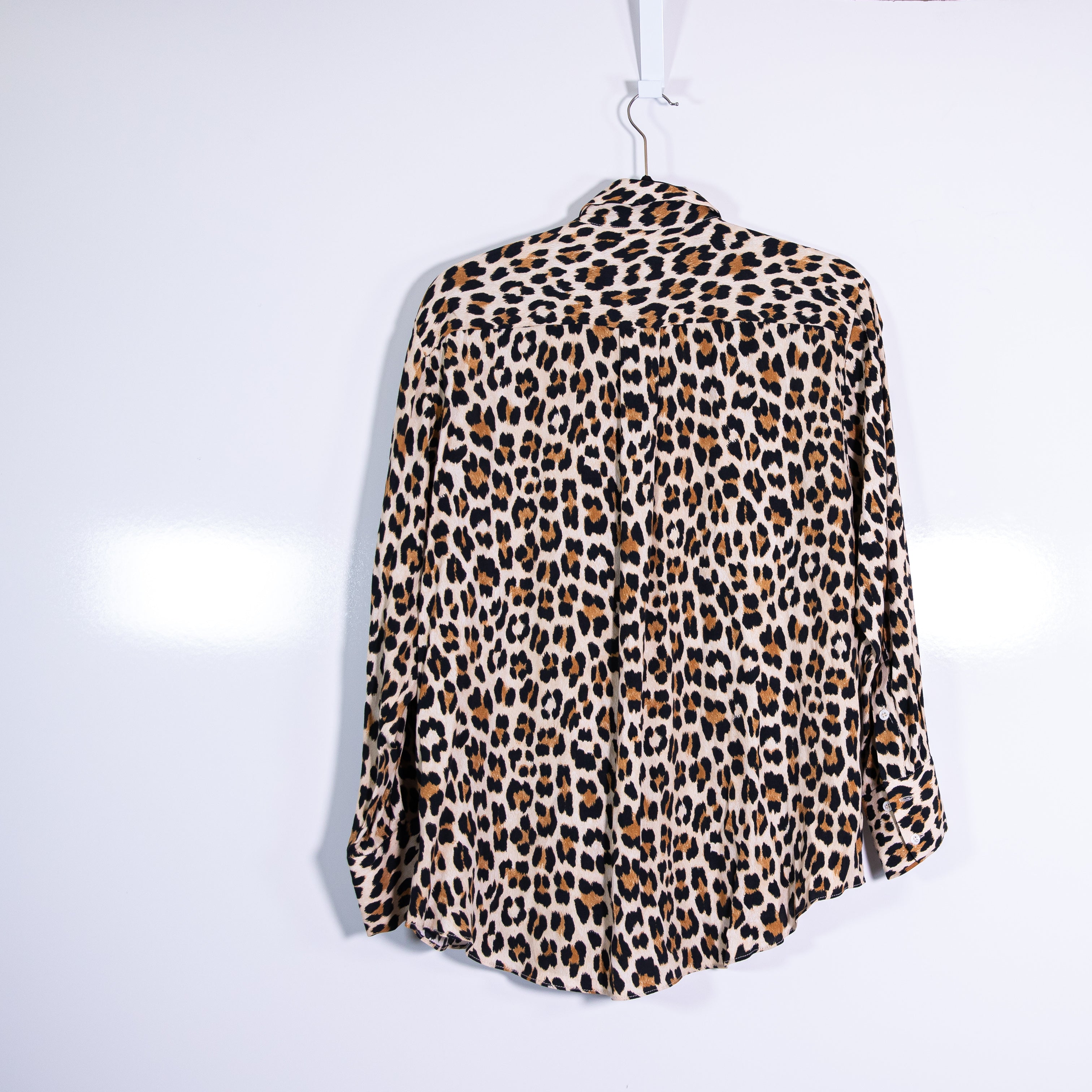Zara Woman Cheetah Leopard Animal Print Pattern Collared Button Down Blouse Top
