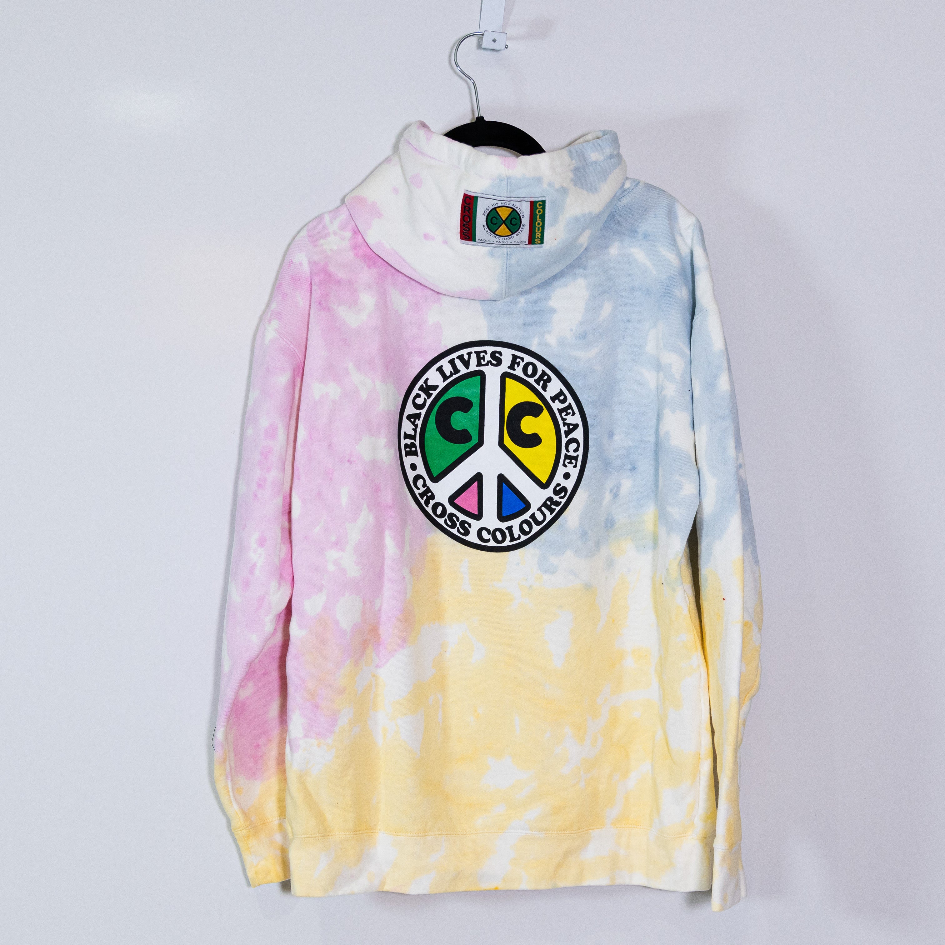 Cross Colours Women's Cotton Tie Dye Print Pattern Pullover Hoodie Sweatshirt S