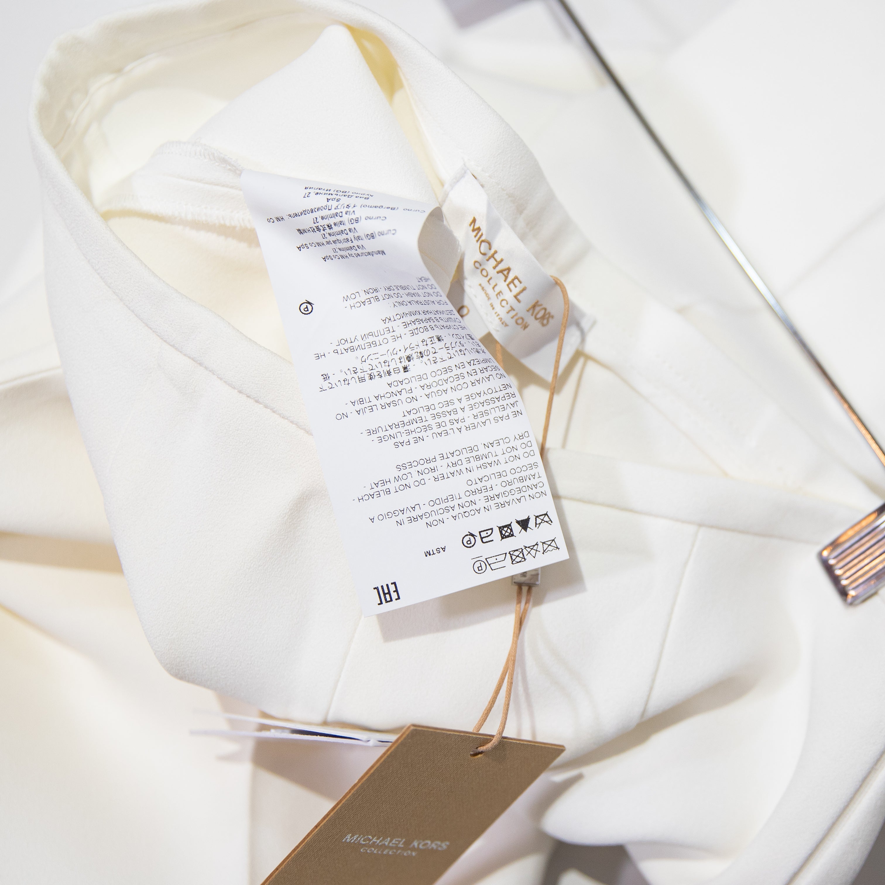 NEW Michael Kors Collection Brooke Made In Italy Flare Pants Trouser Optic White