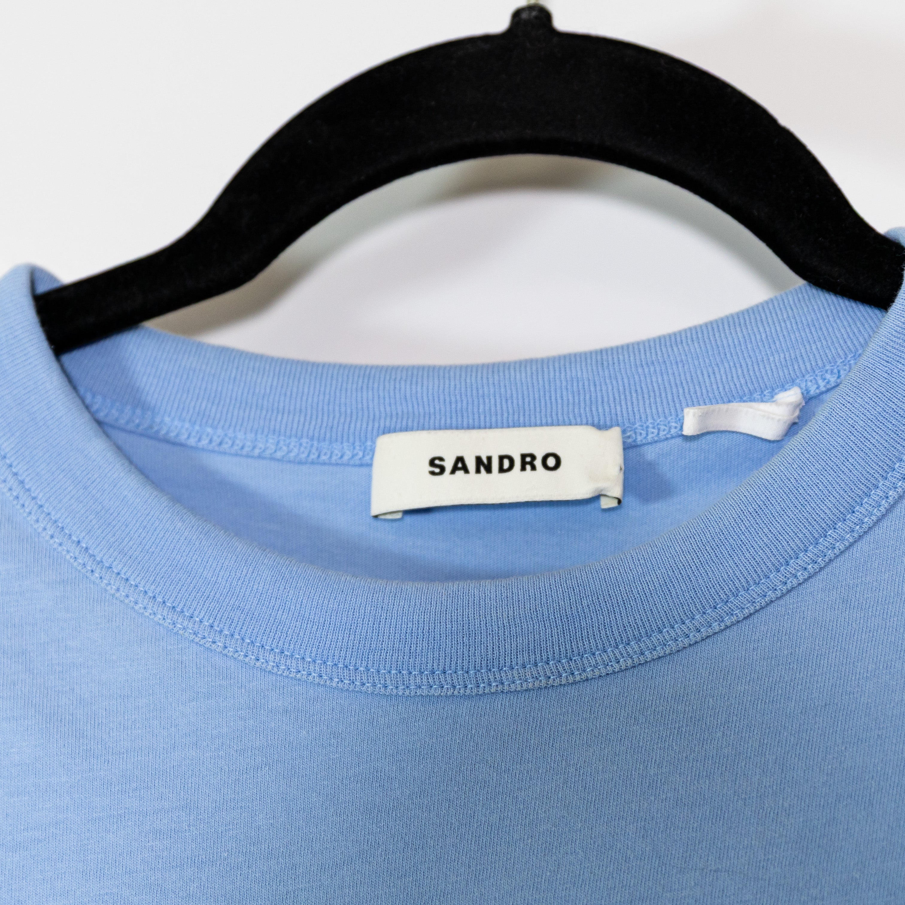 Sandro Women's Cotton Crew Neck Muscle Sleeveless Tank Top Heart Patch Logo Blue
