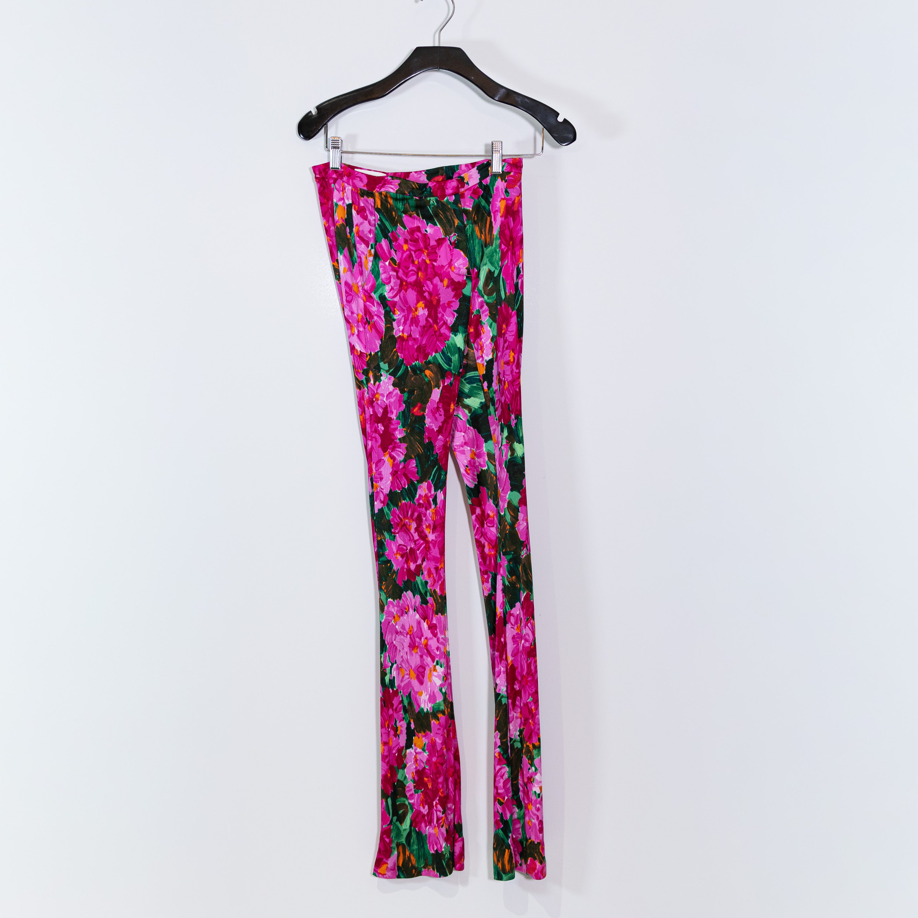 Ronny Kobo Jojo Floral Flower Print Pattern Stretch Knit Bootcut Leg Pants XS