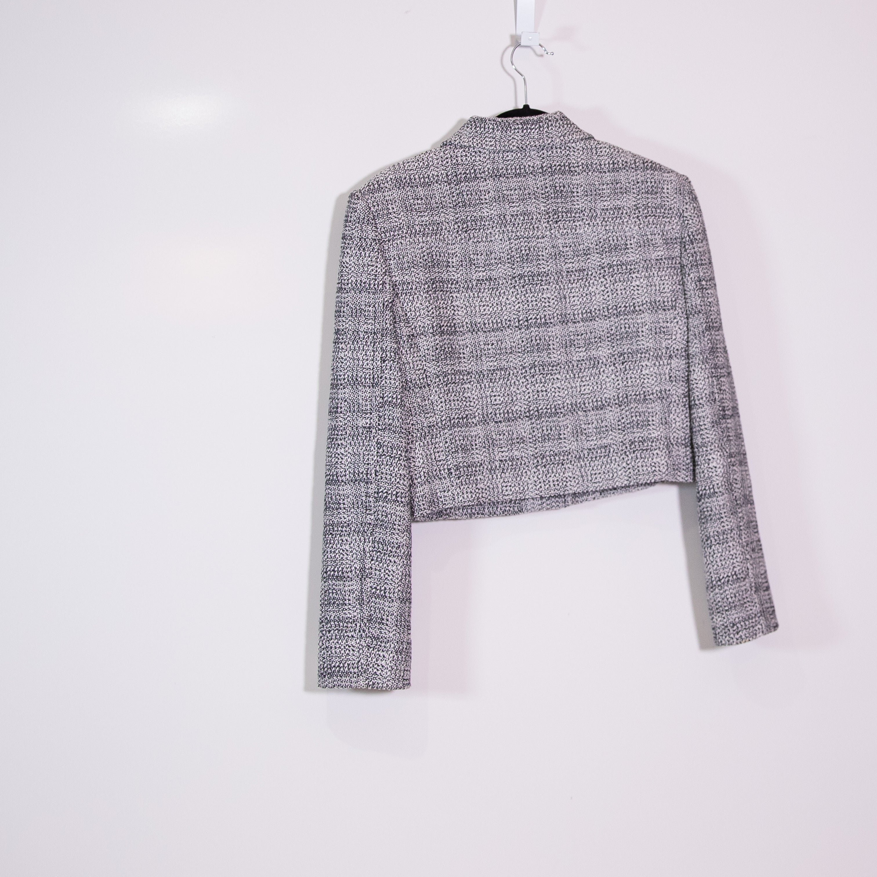 Babaton Aritzia Frances Cotton Linen Blend Tweed Boucle Blazer Jacket Black XXS