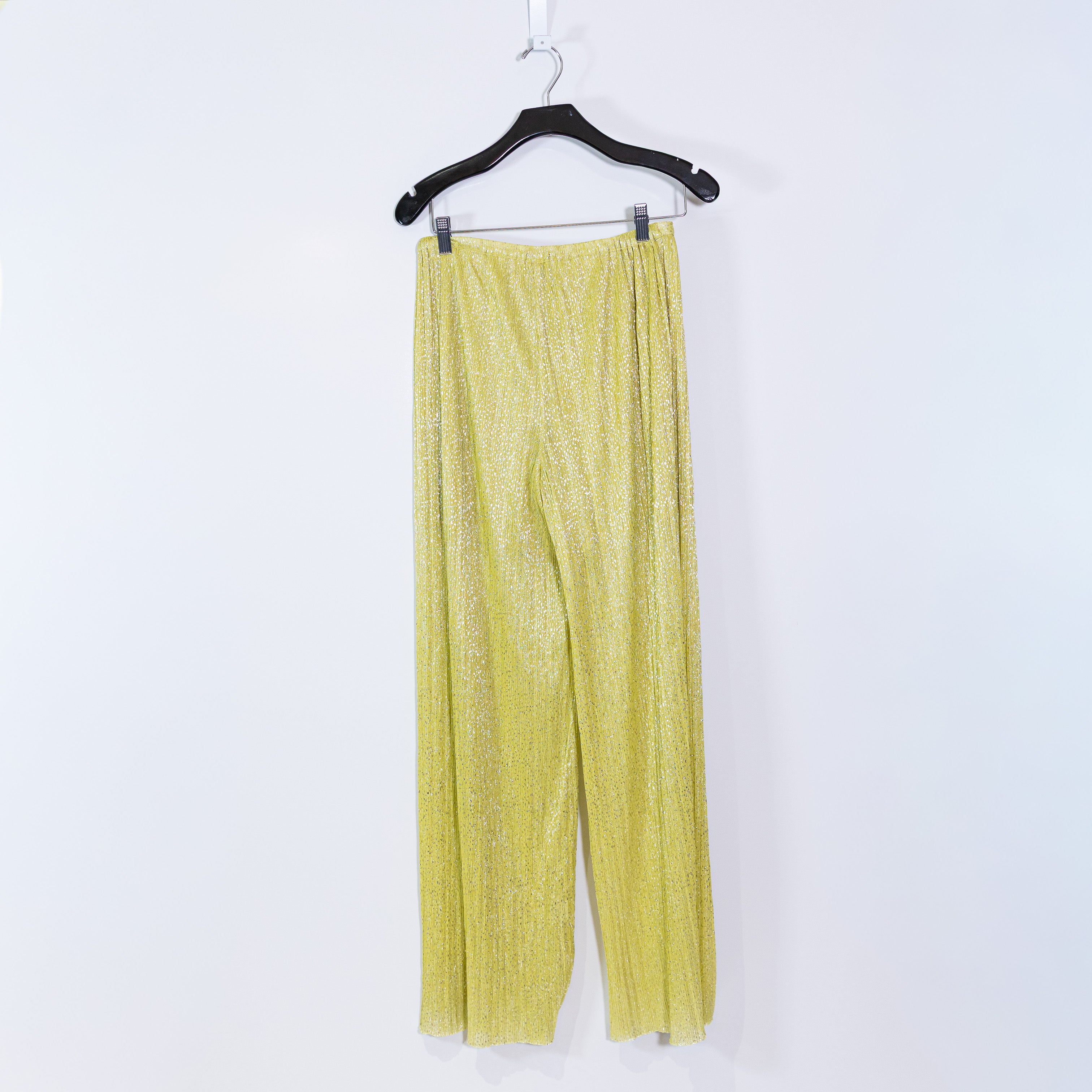 NEW Sabina Musayev Shane Straight Leg Pleated Knit Pull On Pants Sunny Lime S