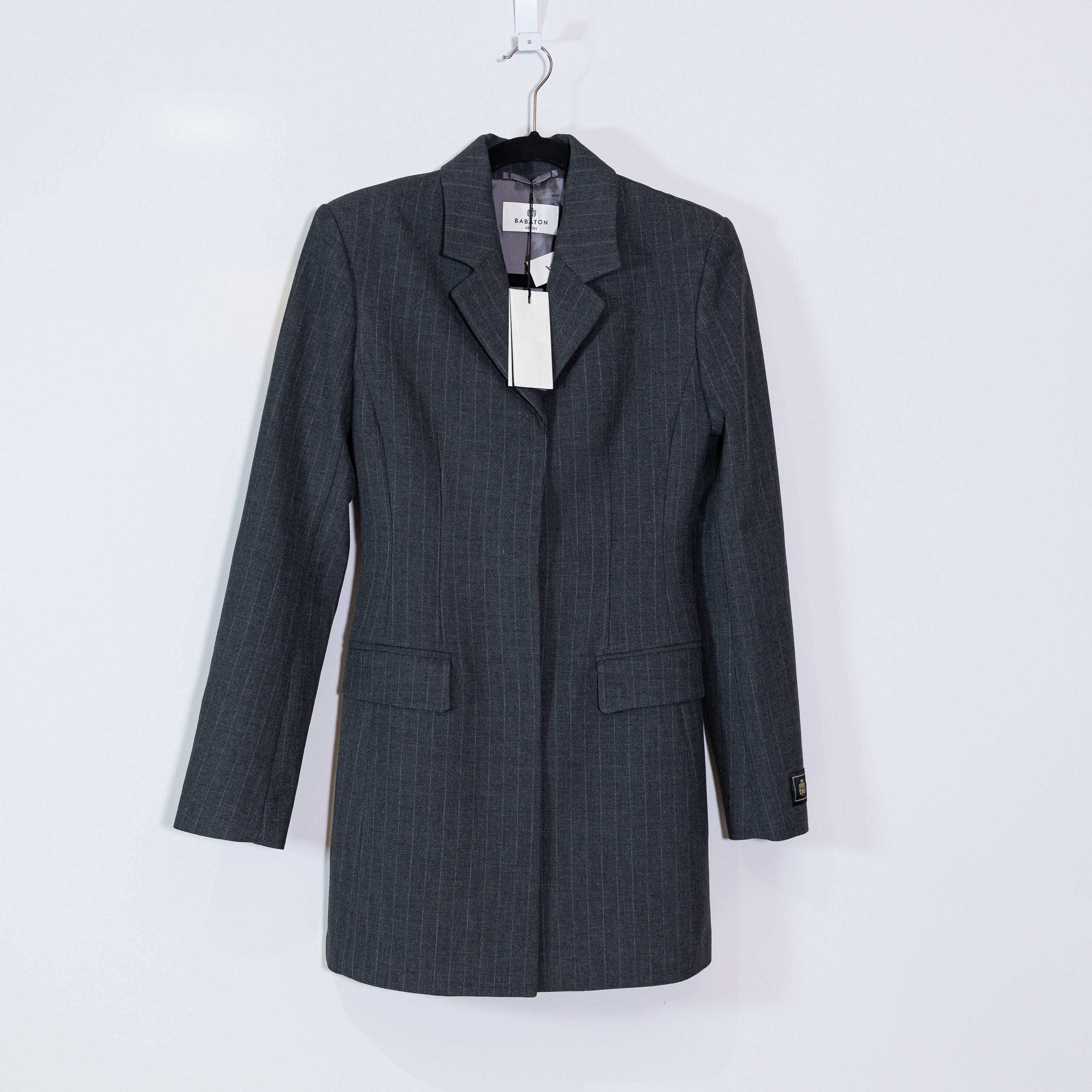 NEW Babaton Aritzia Autograph Structured Hourglass Fit Mini Blazer Dress Gray 4
