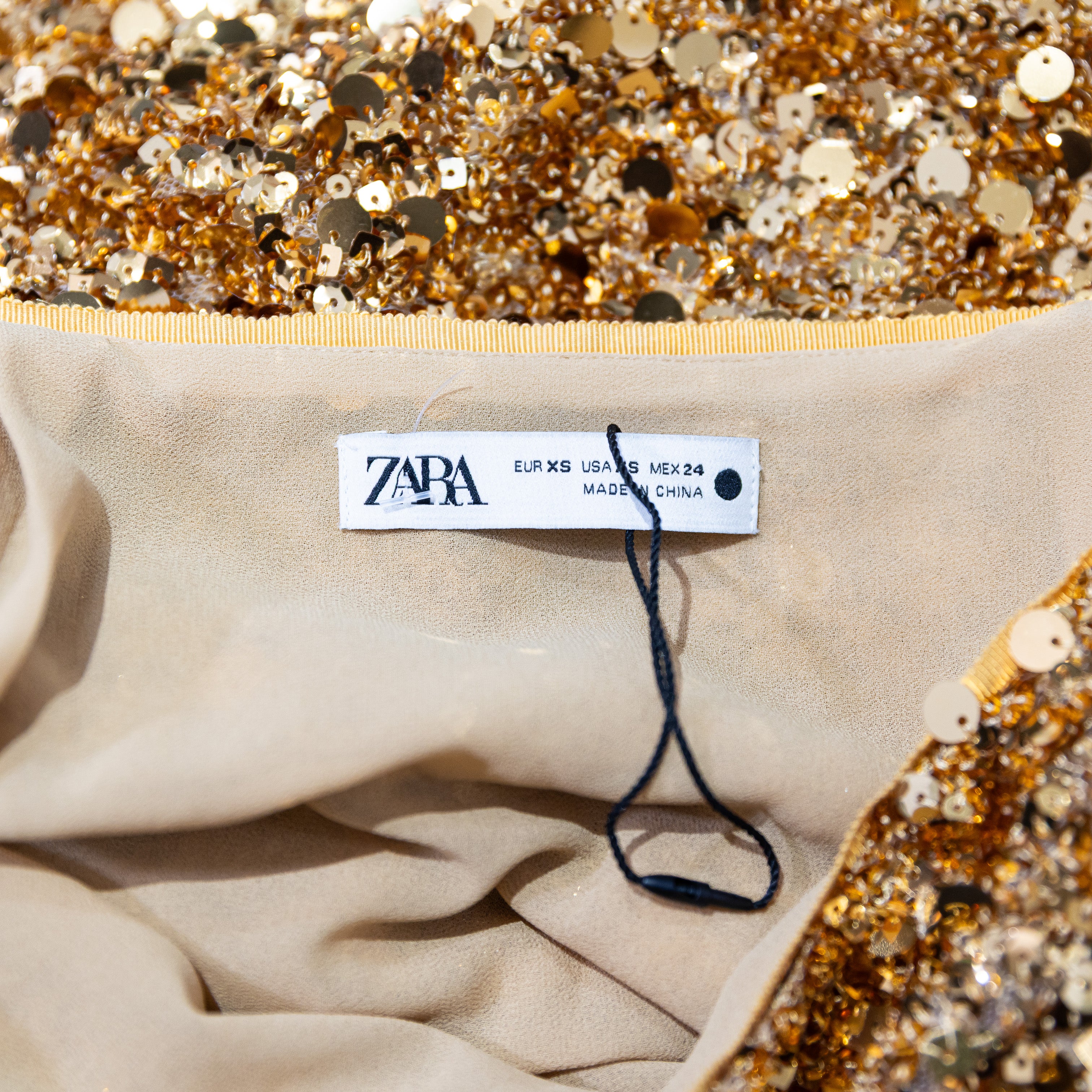 Zara Women's Gold Sequin Embellished Sparkle Mini Cocktail Party Skirt XS
