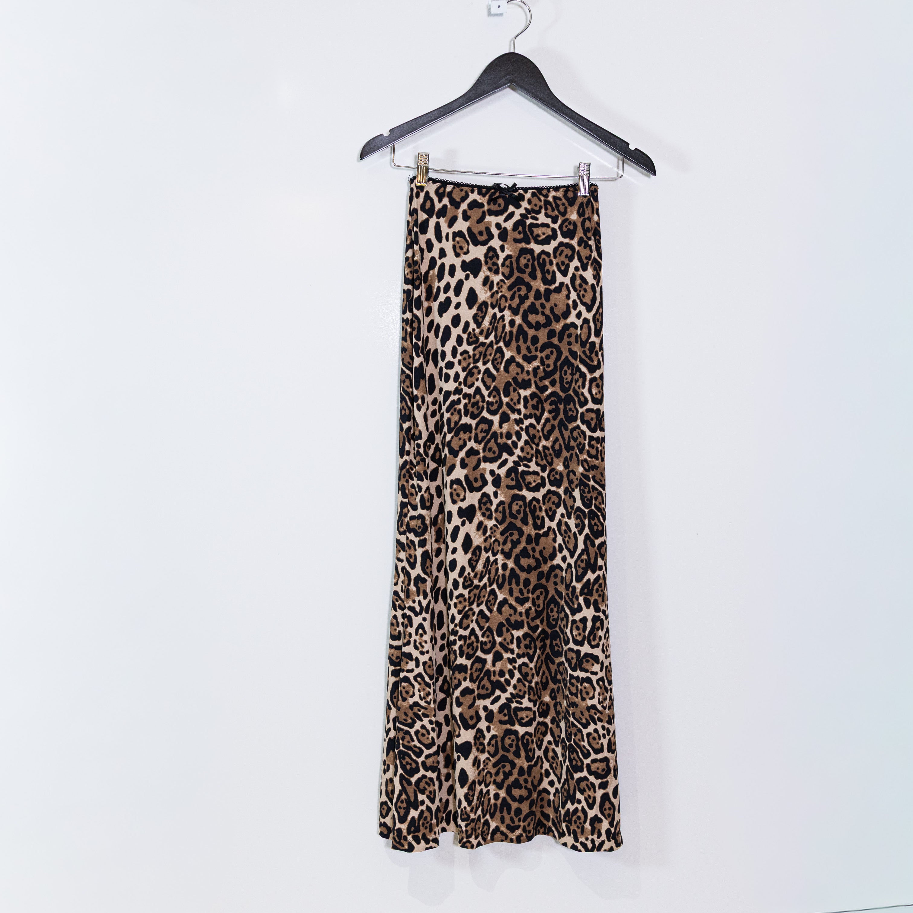 Zara Women's Cheetah Leopard Animal Print Pattern Stretch Knit Midi Slip Skirt S