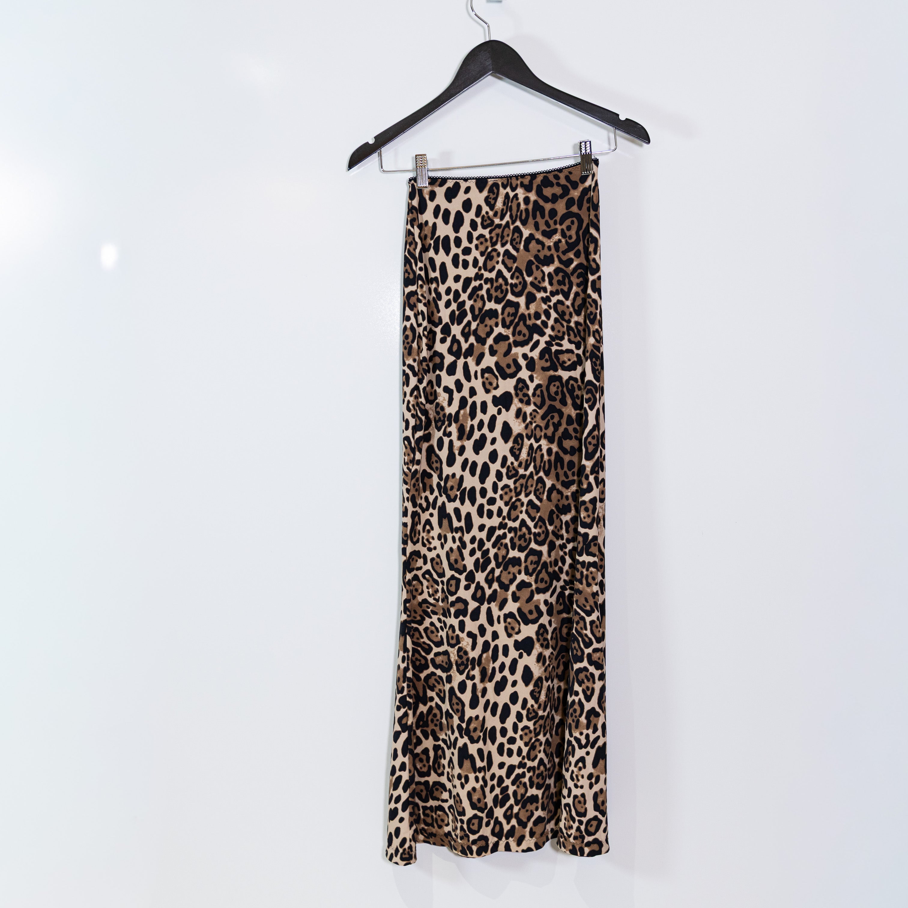 Zara Women's Cheetah Leopard Animal Print Pattern Stretch Knit Midi Slip Skirt S