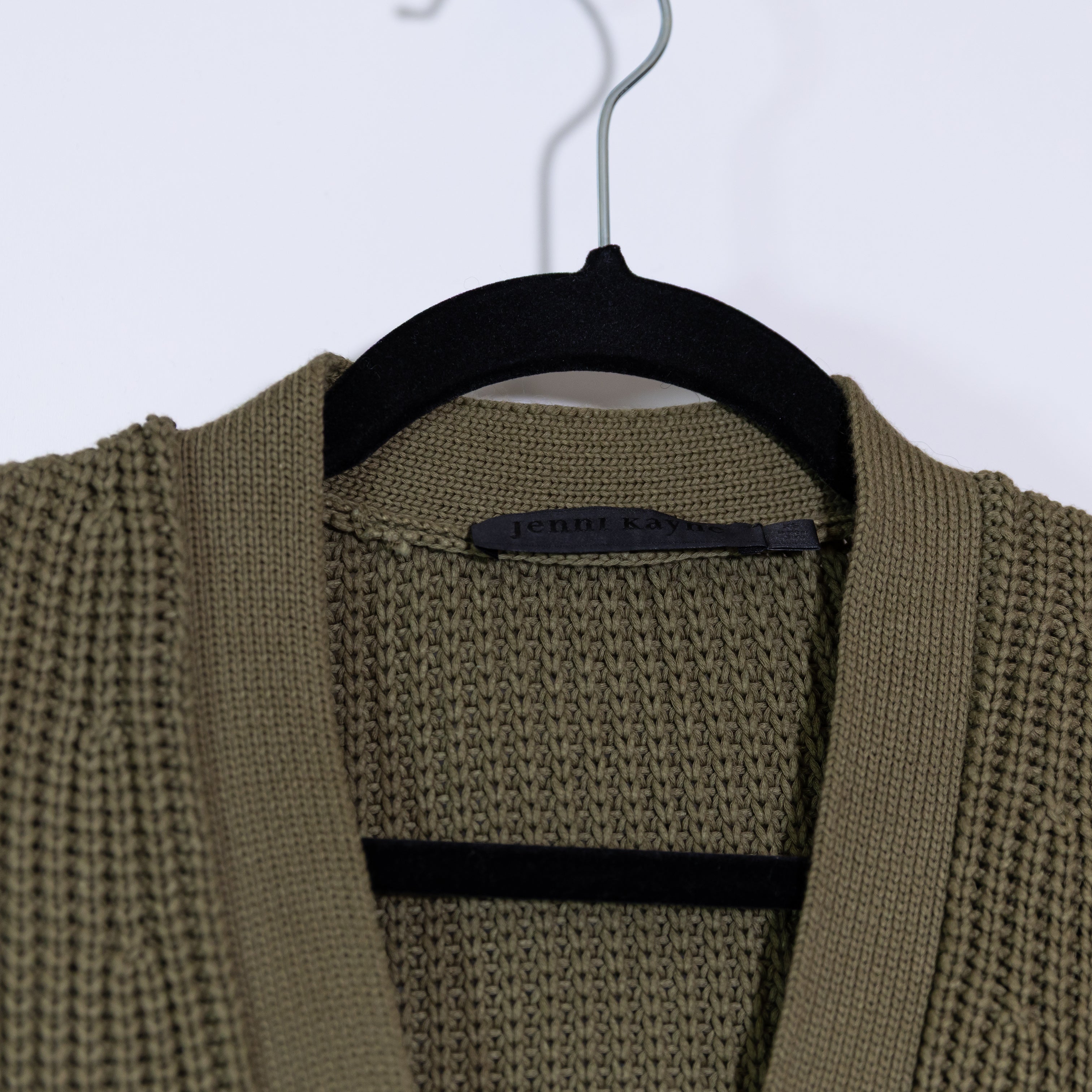 Jenni Kayne Organic Cotton Knit Stretch Cocoon Sweater Cardigan Green XS
