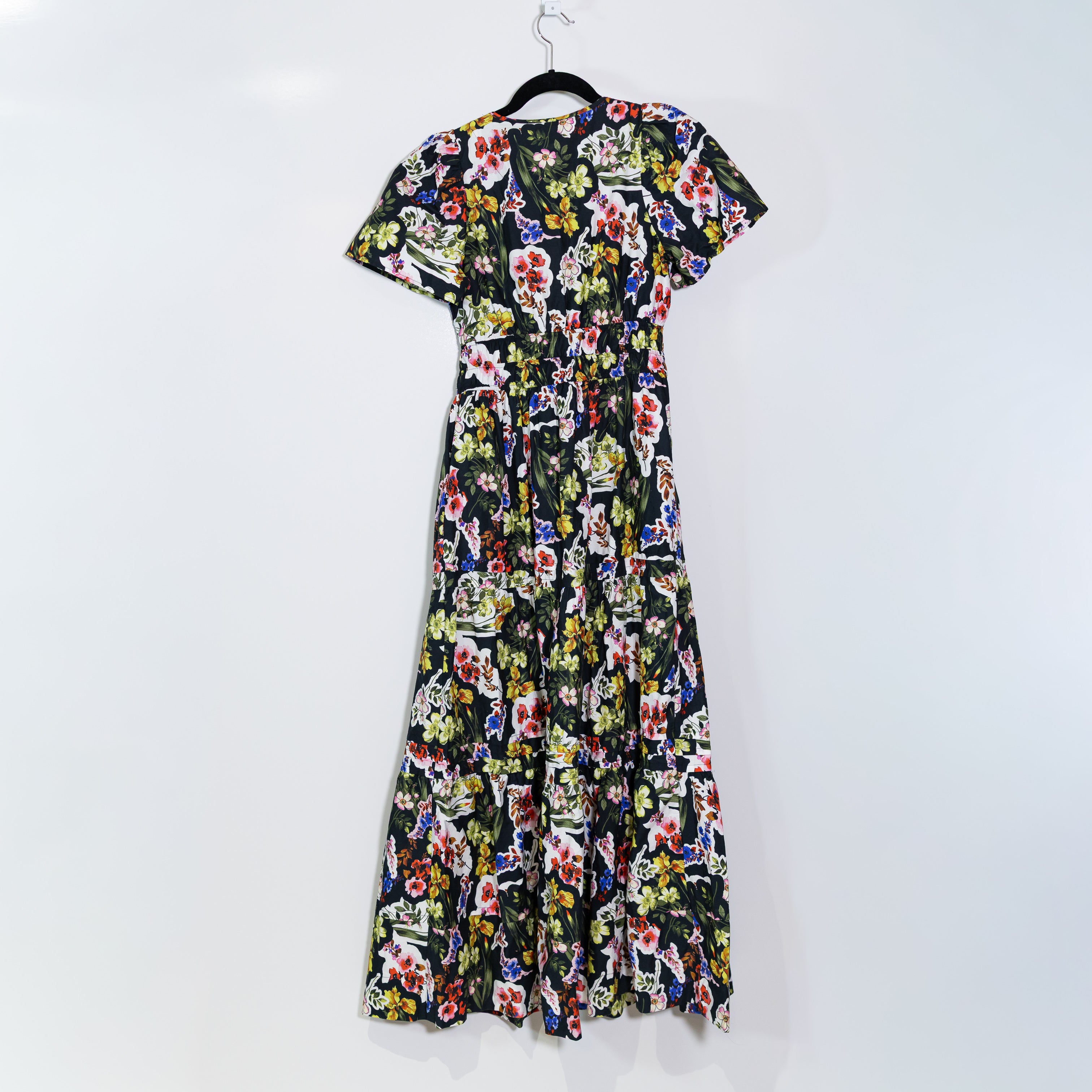 NEW Anthropologie The Somerset Cotton Poplin Smocked Tiered Maxi Dress Dark Grey