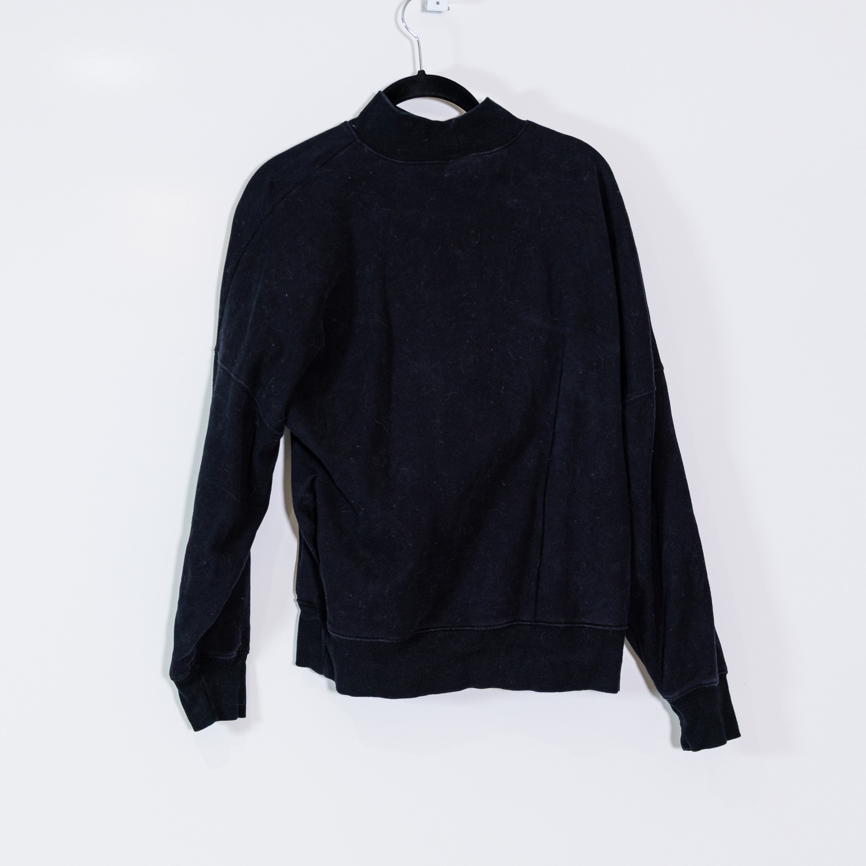 TNA Aritzia Cozy AF Fleece Boyfriend Mock Neck Cotton Pullover Sweatshirt Black