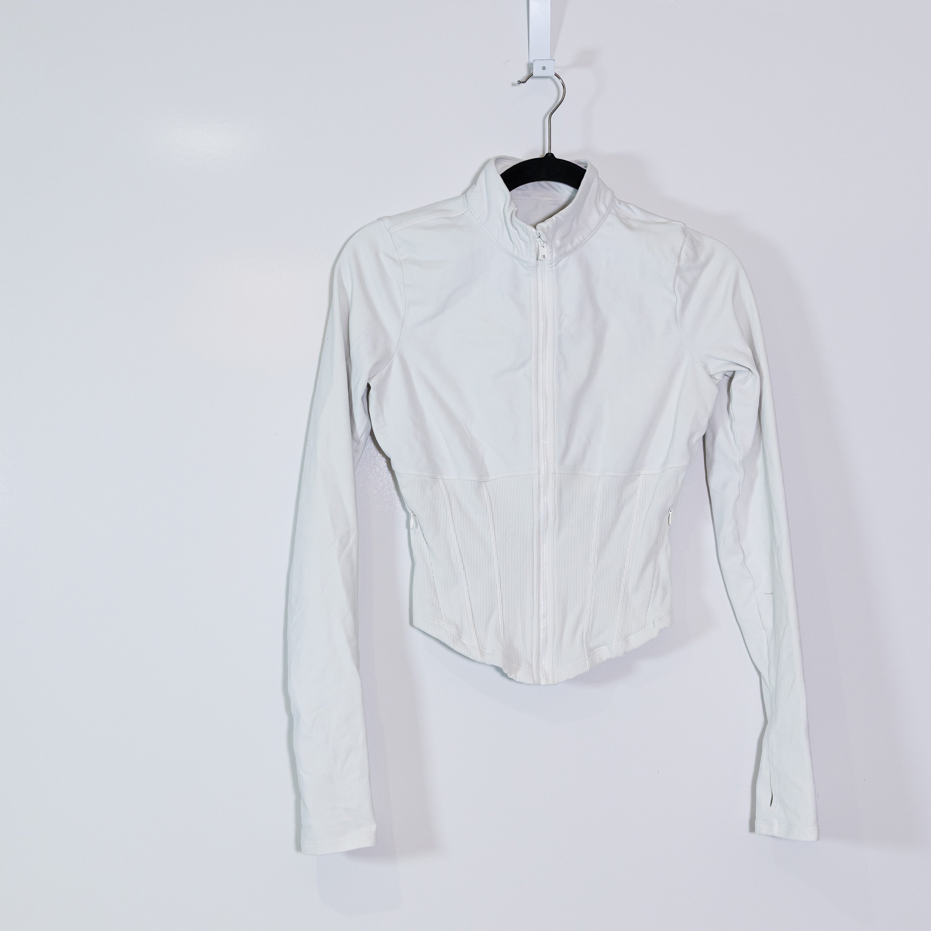 Alo Yoga Women's Airbrush Corset Full Zip Athletic Work Out Jacket White Small