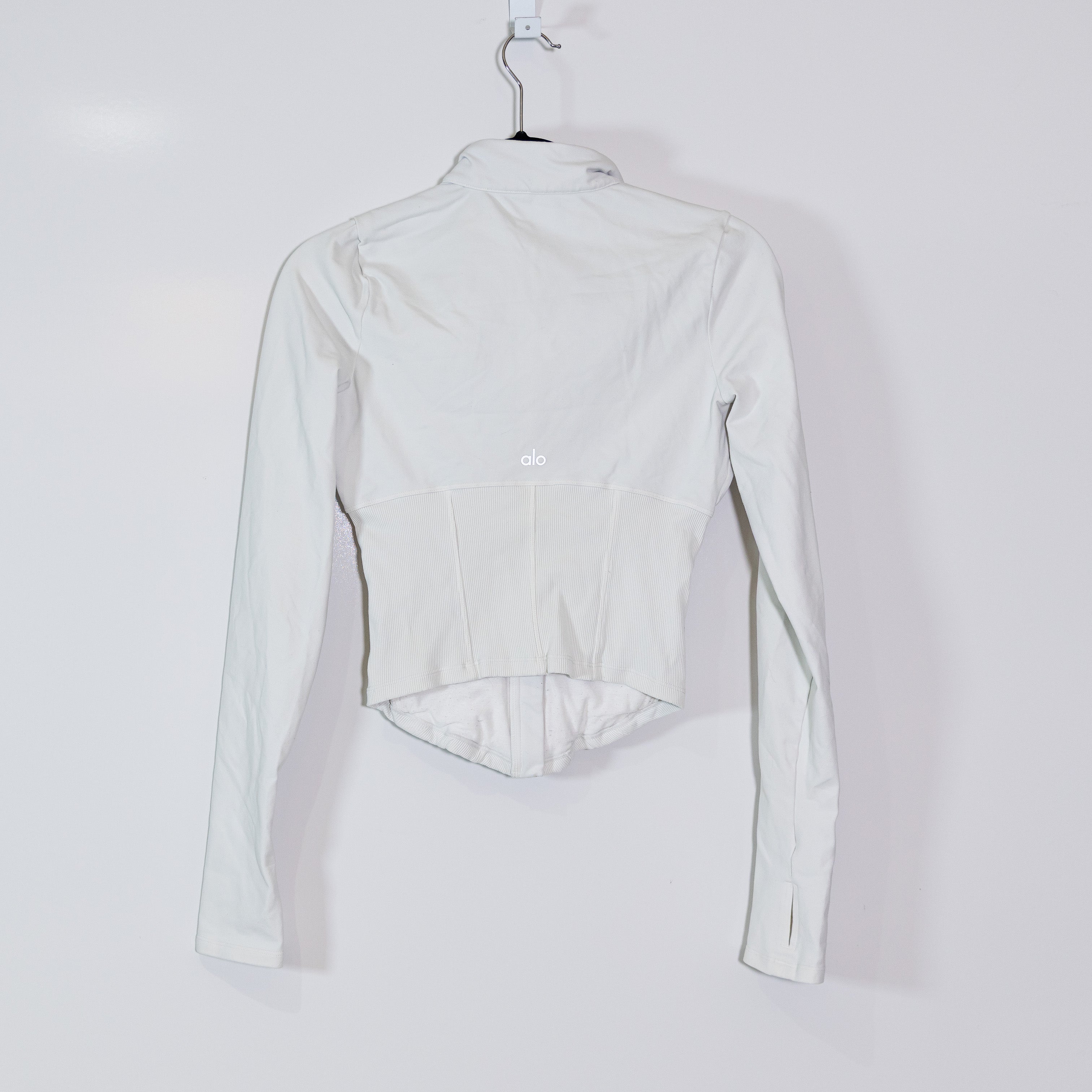 Alo Yoga Women's Airbrush Corset Full Zip Athletic Work Out Jacket White Small