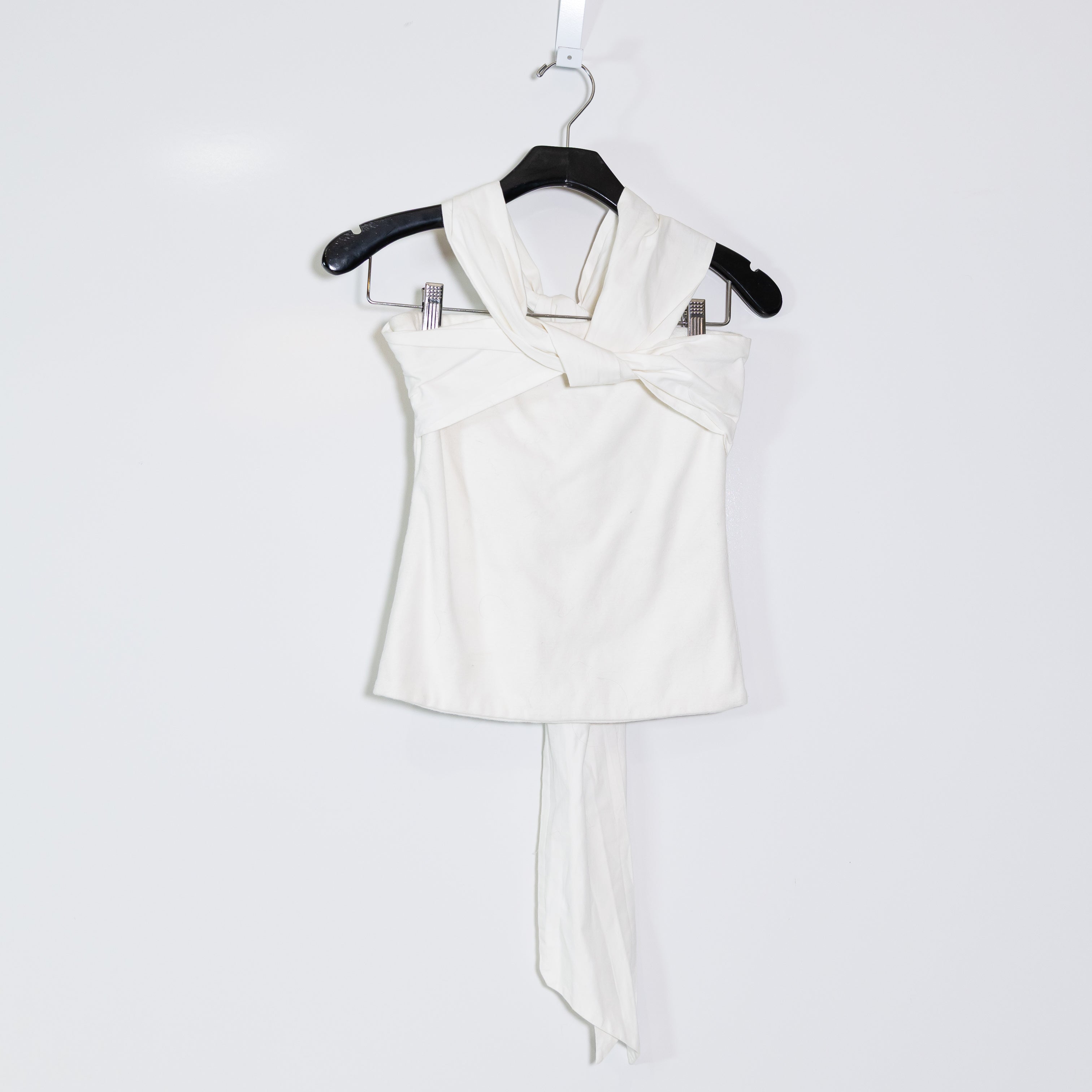 Free People FP Beach Cotton Stretch Knit Wrap High Neck Tank Top White XS