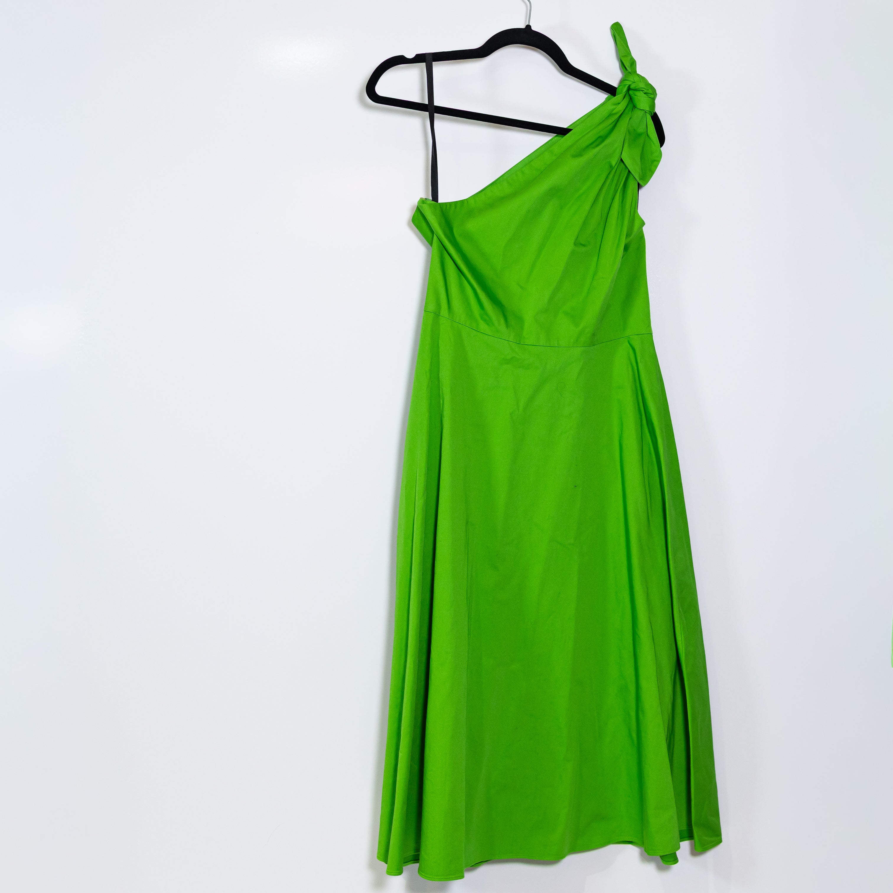 Kate Spade Sabrina Cotton Poplin One Shoulder Tie A Line Knee Length Dress Green