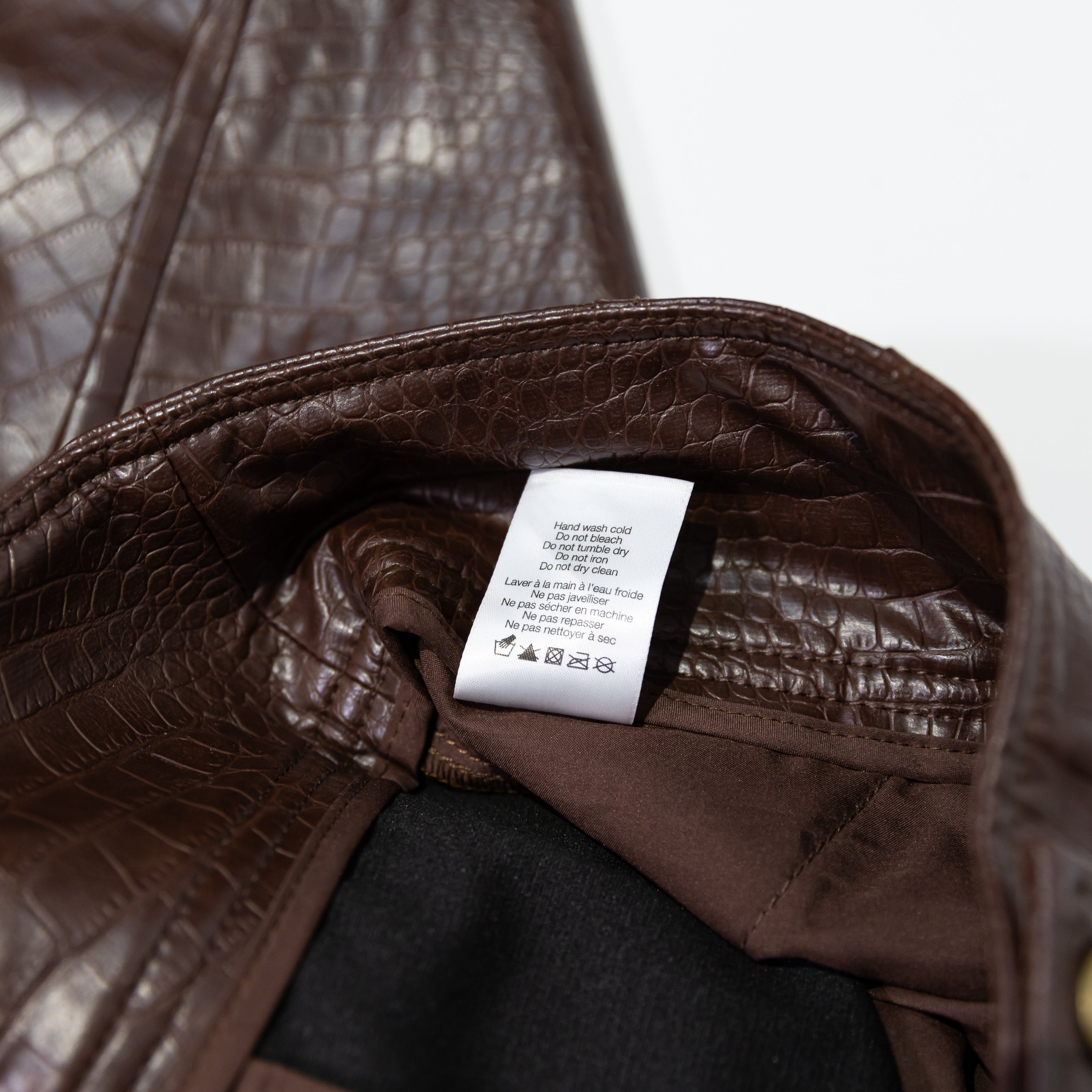 Veronica Beard Carabella Faux Vegan Leather Croc Embossed Trouser Pants Brown 14