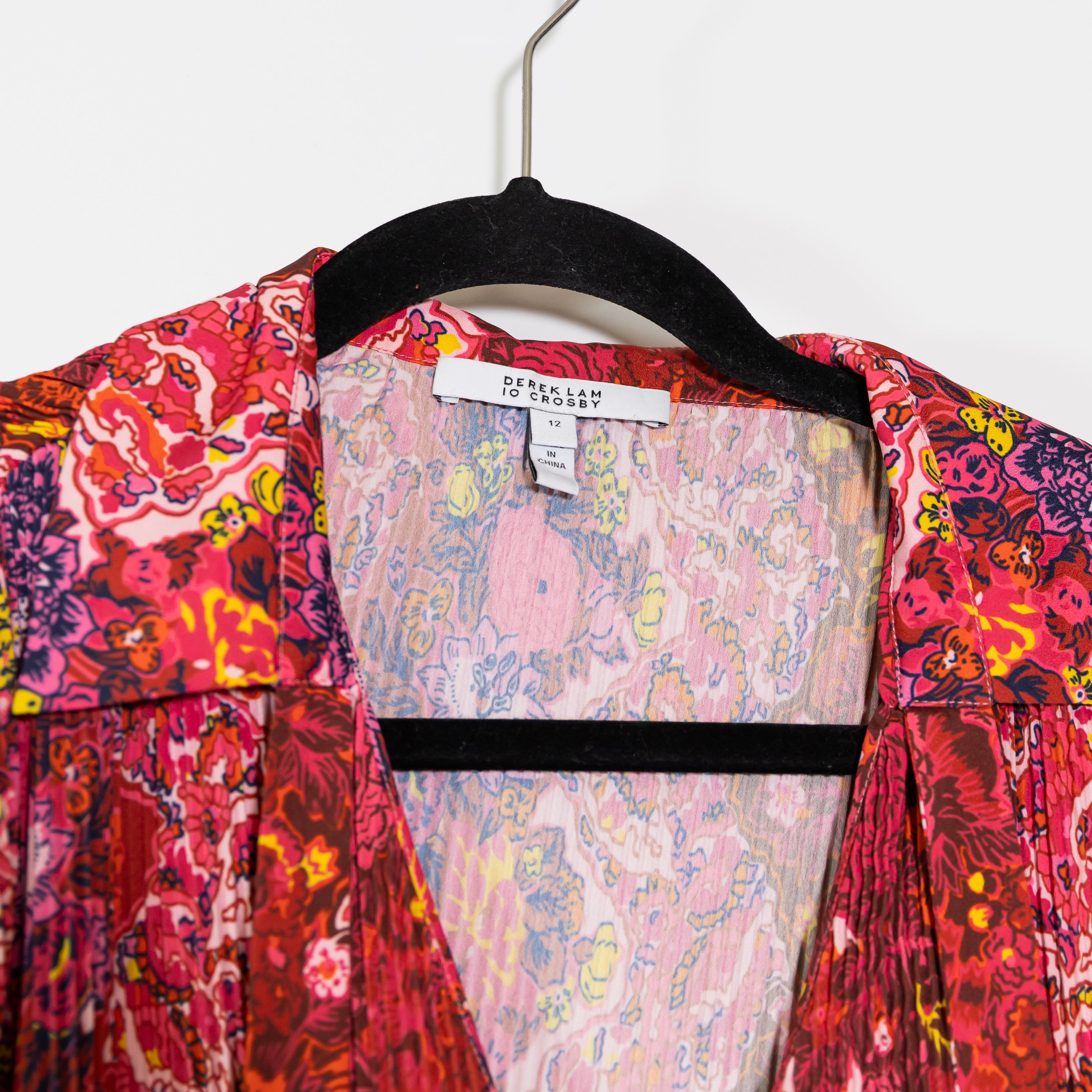 Derek Lam 10 Crosby Eve Chiffon Pleated Tie Neck Long Sleeve Blouse Shirt Top 12