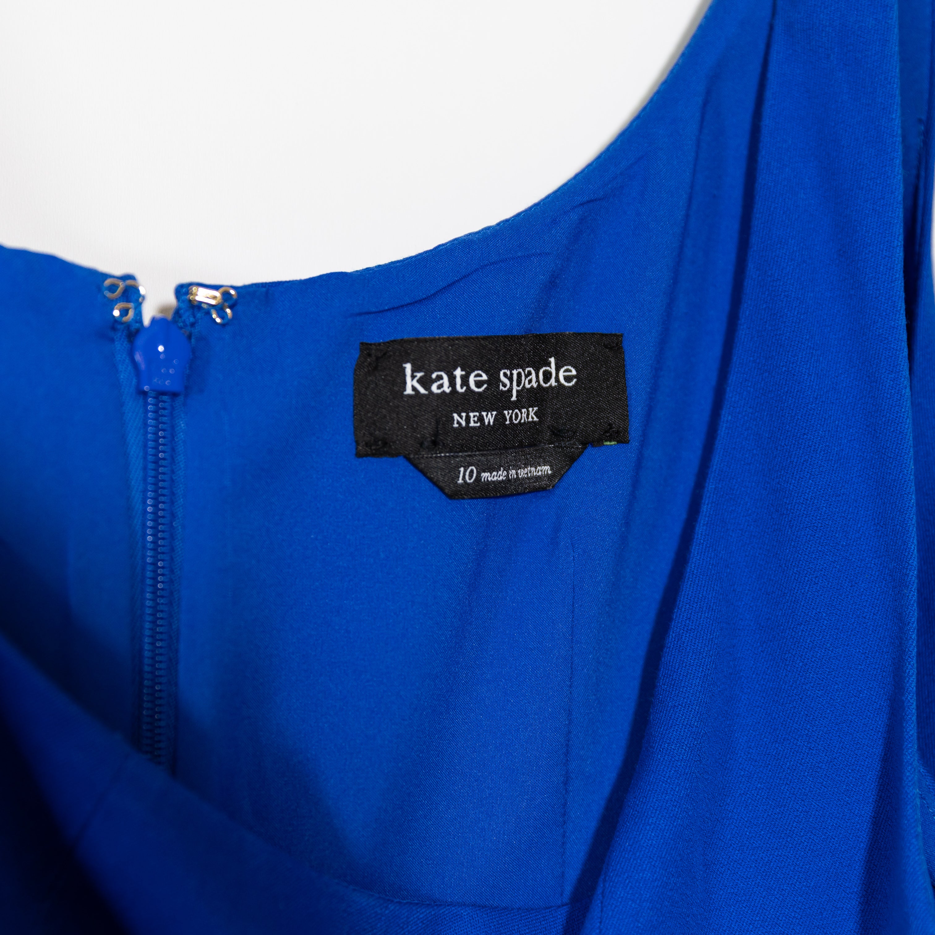 Kate Spade Twill Scoop Neck Sleeveless Fit Flare Tank Dress Stained Glass Blue