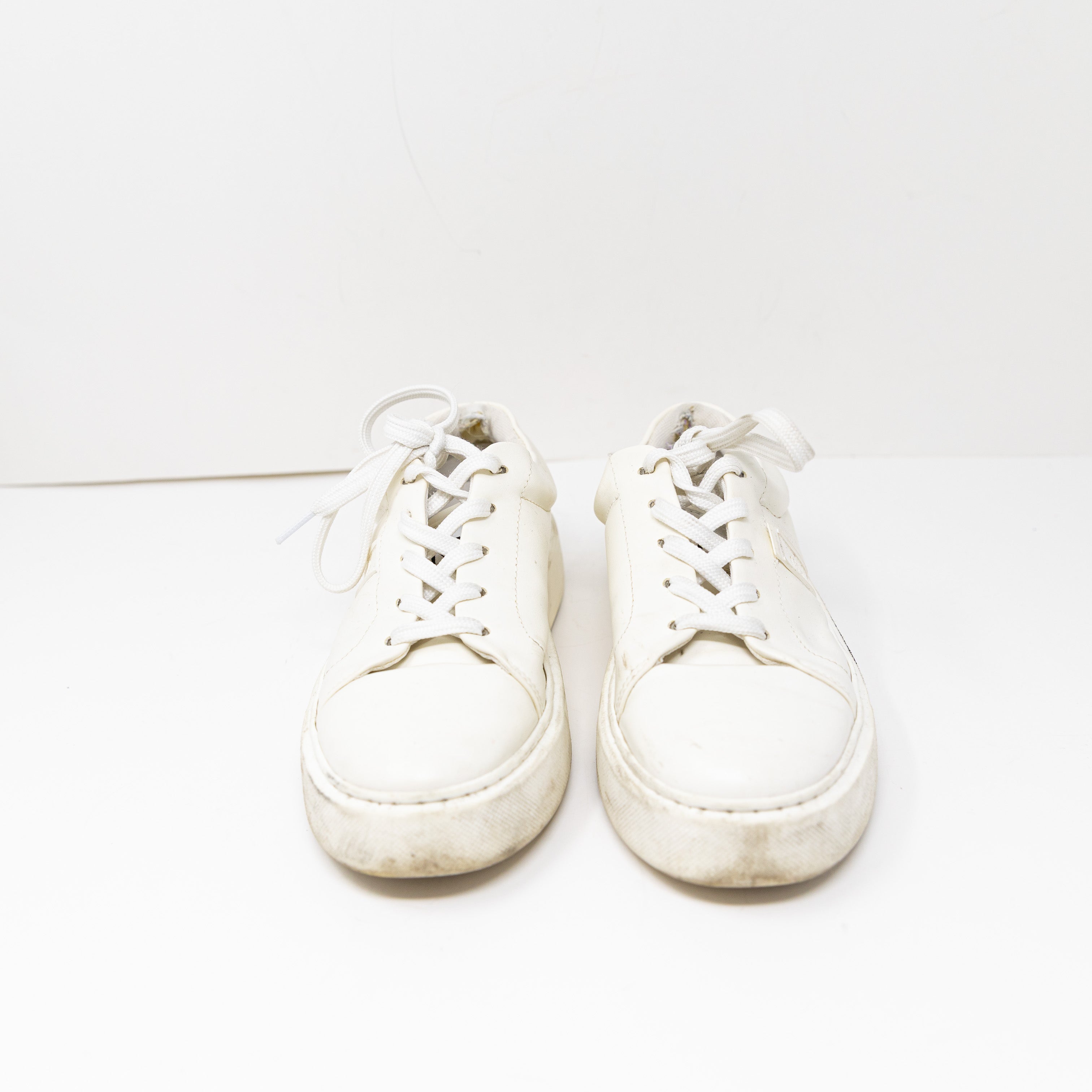 Ganni Women's Genuine Leather Low Top Lace Up Casual Sneakers Shoes White 6