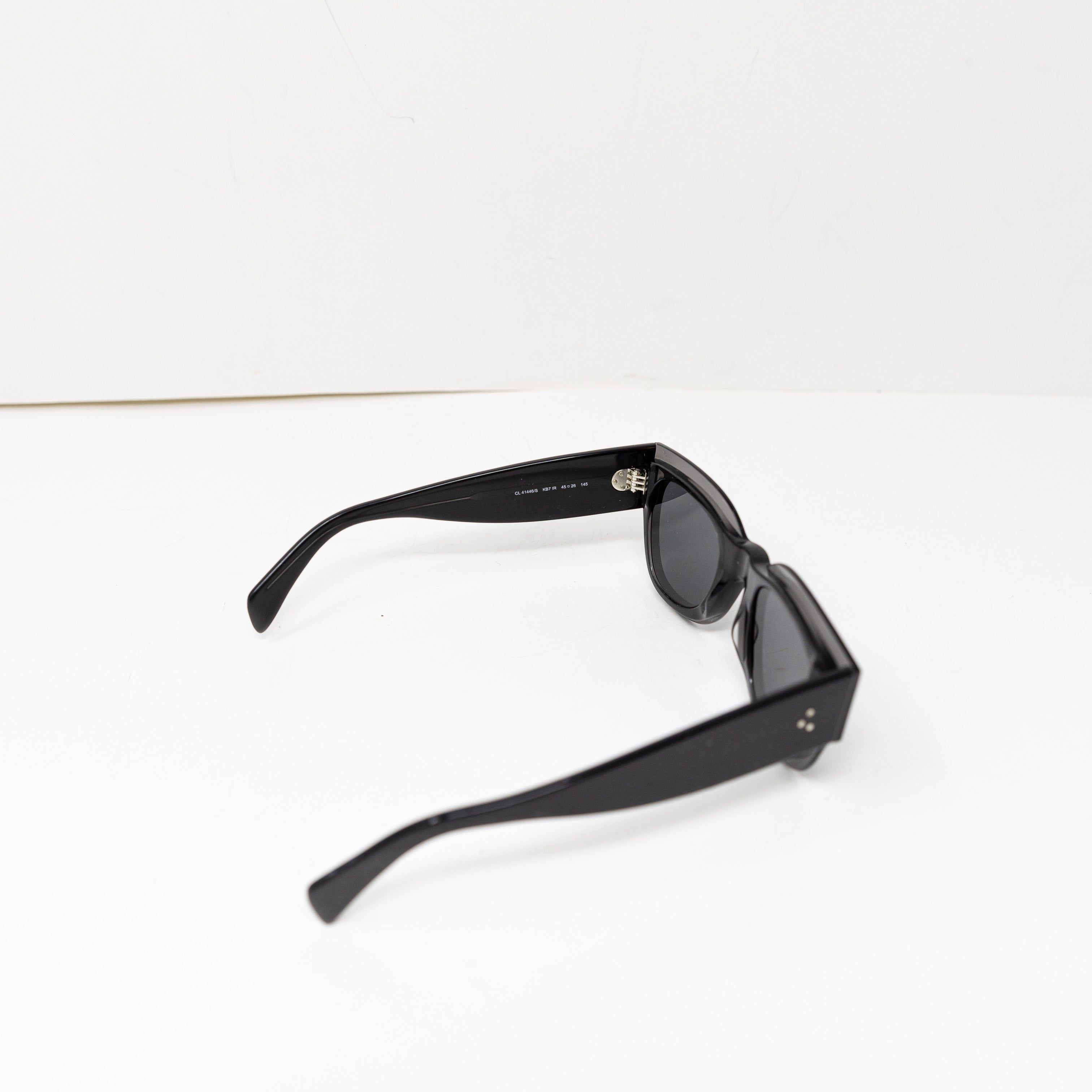Celine Women's CL 41446/S Round Lenses Cat Eye Gray Black Sunglasses