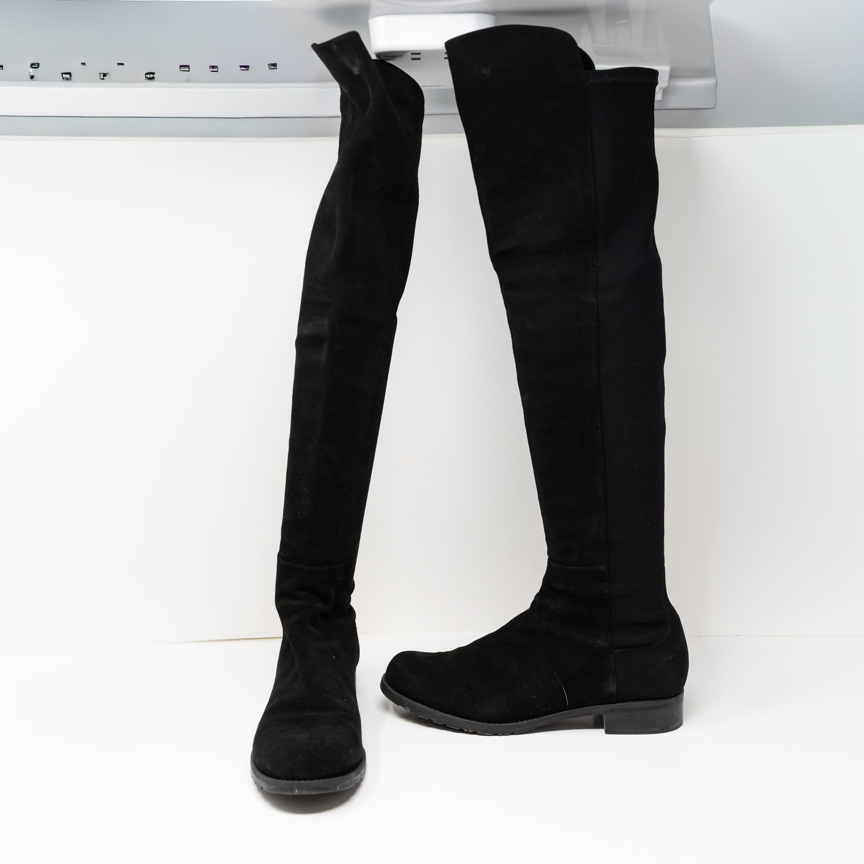 Stuart Weitzman Women's 5050 Genuine Black Suede Leather Over The Knee Boots 9.5