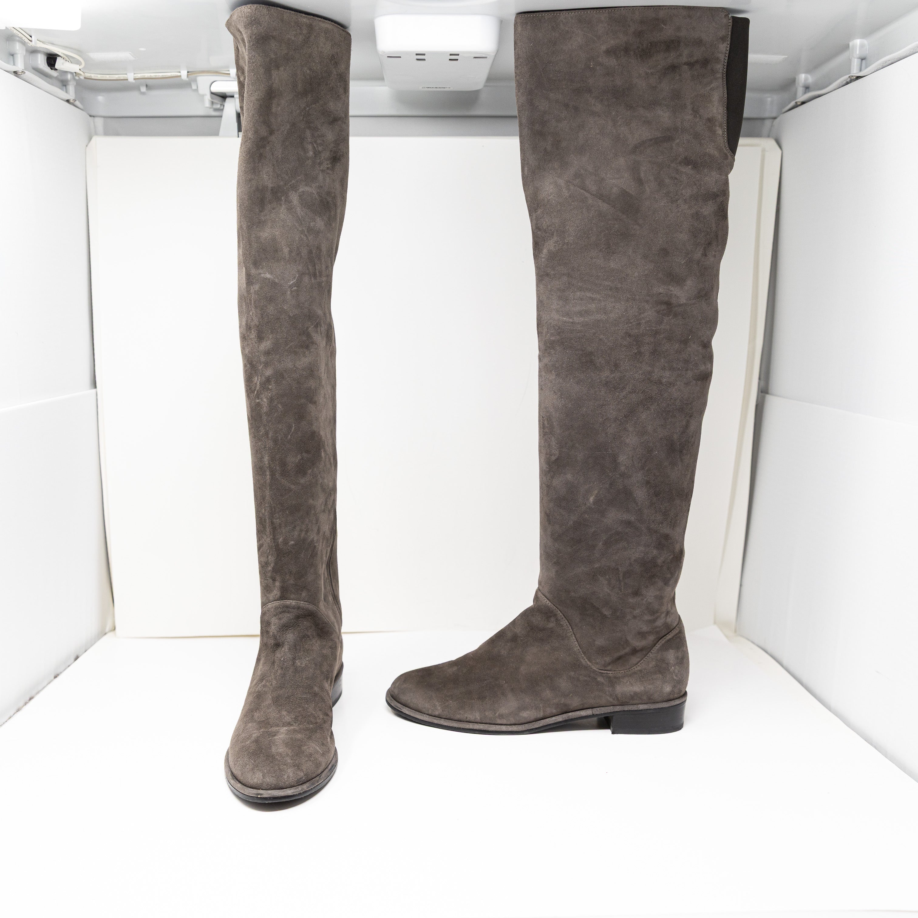 Stuart Weitzman x Scoop Genuine Suede Flat Over The Knee Boots Shoes Gray 8.5