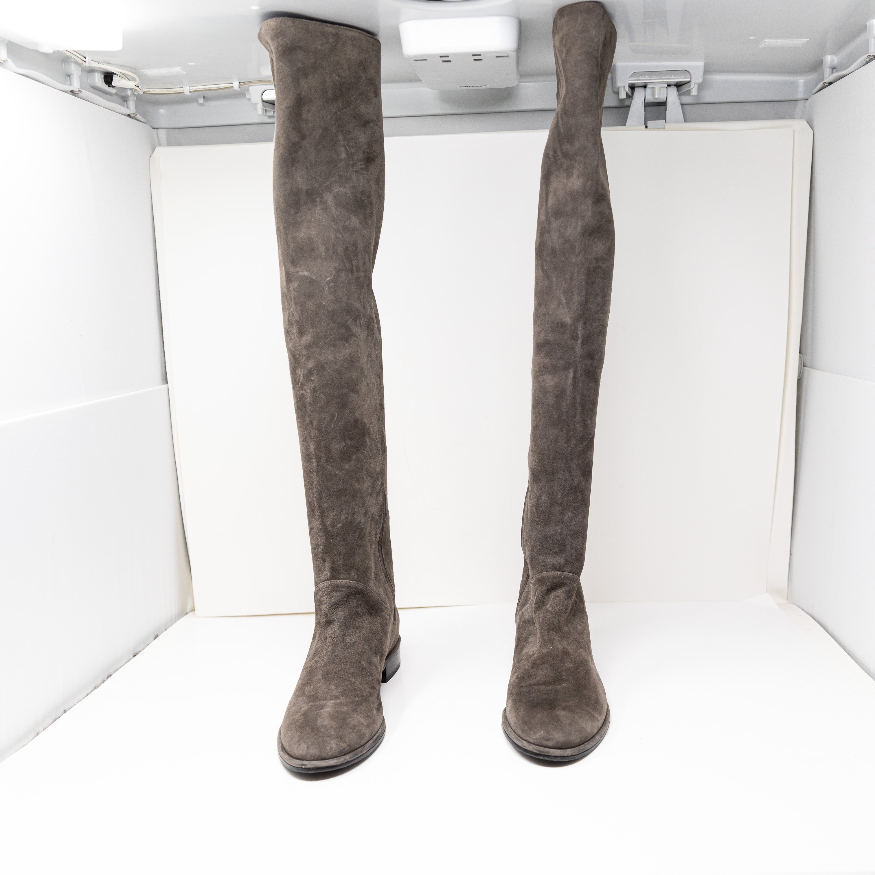 Stuart Weitzman x Scoop Genuine Suede Flat Over The Knee Boots Shoes Gray 8.5