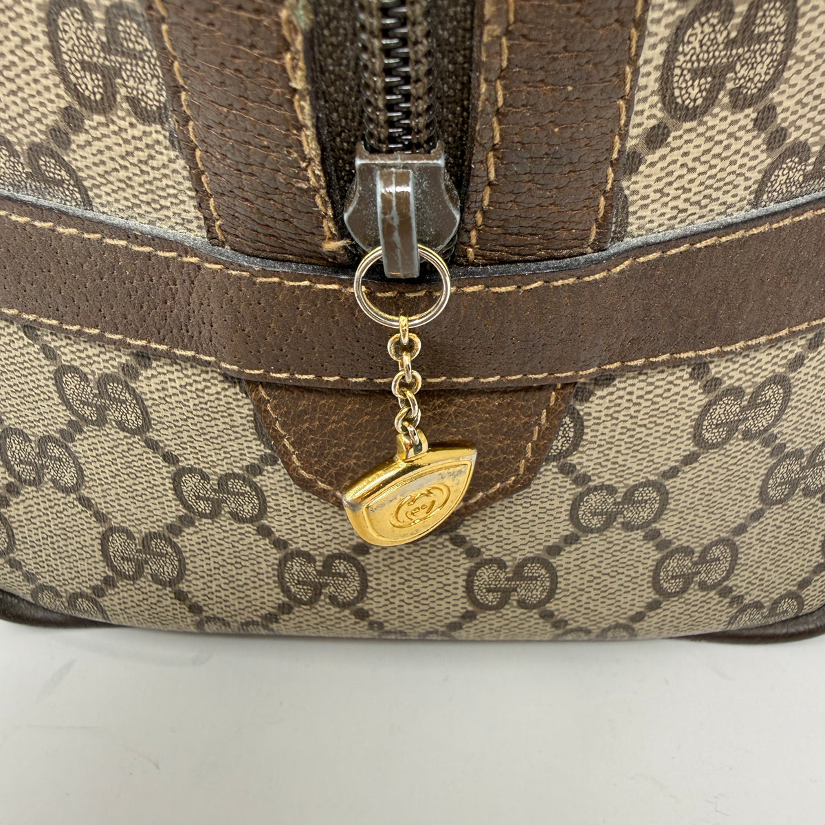 Gucci Vintage Made In Italy Supreme Sherry Web Ophidia Boston Purse Satchel Bag