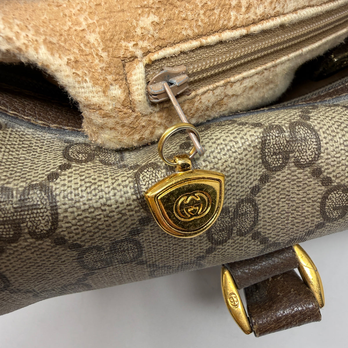 Gucci Vintage Made In Italy Supreme Sherry Web Ophidia Boston Purse Satchel Bag
