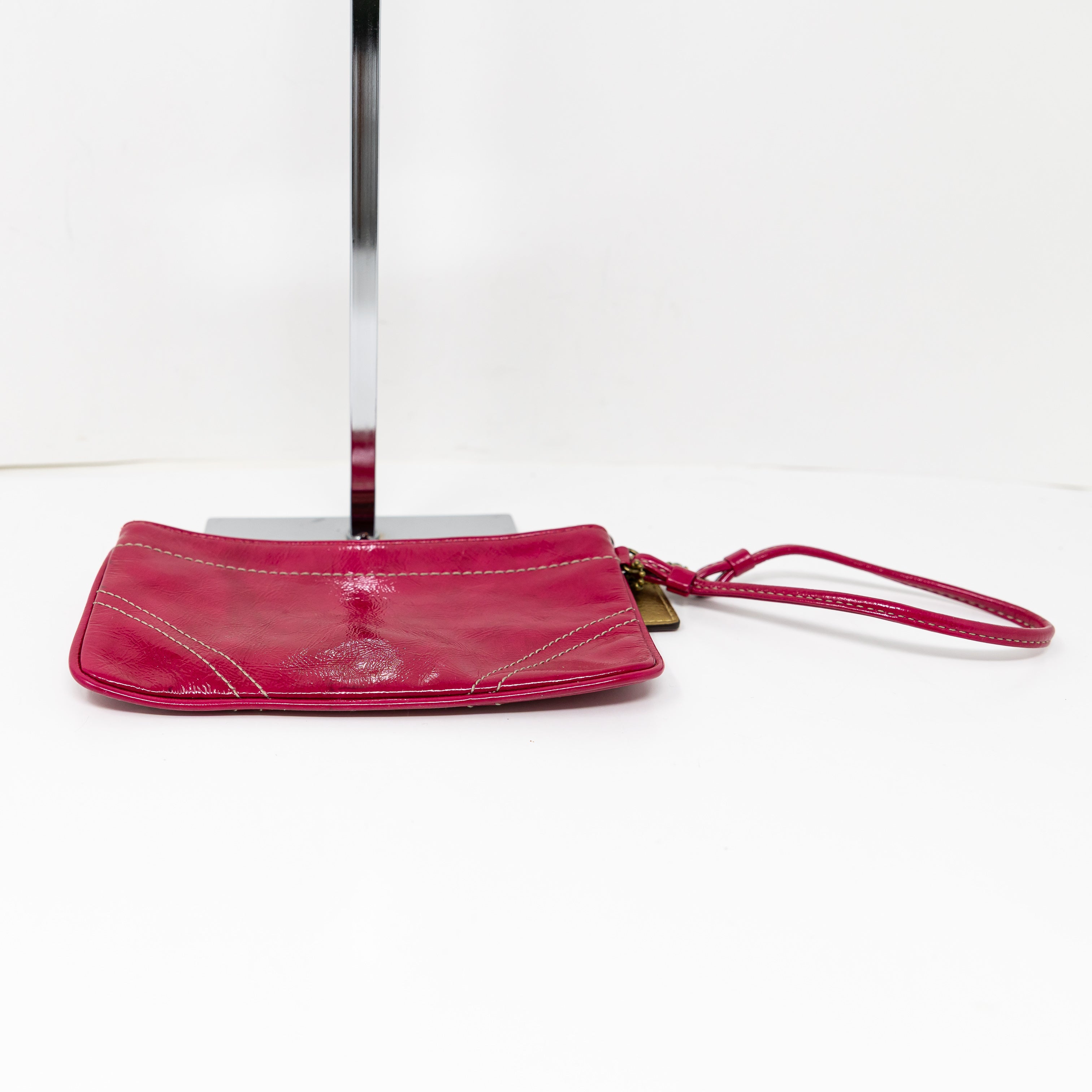 Coach Vintage Genuine Patent Leather Top Zip Card Wallet Wristlet Purse Bag Red