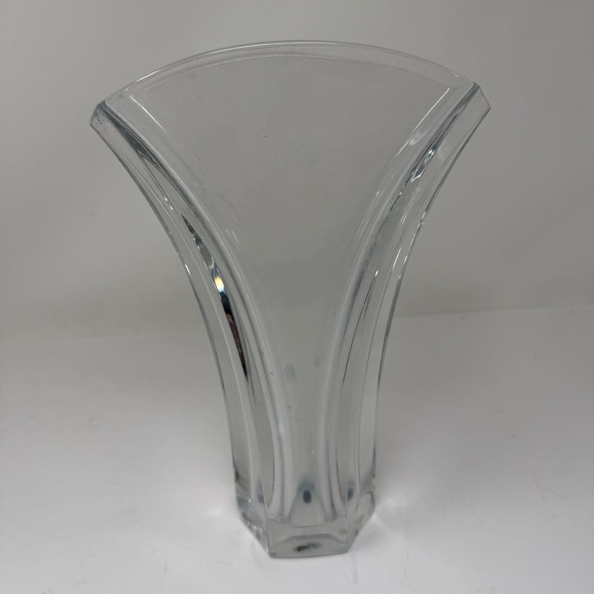 Baccarat Thomas Bastide 1992 Signed Ginkgo Crystal Flower Home Vase 9.5 Inches