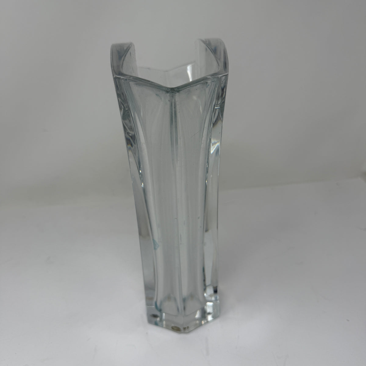 Baccarat Thomas Bastide 1992 Signed Ginkgo Crystal Flower Home Vase 9.5 Inches