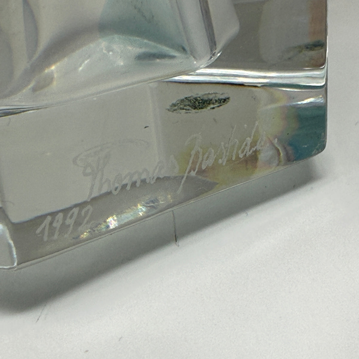 Baccarat Thomas Bastide 1992 Signed Ginkgo Crystal Flower Home Vase 9.5 Inches