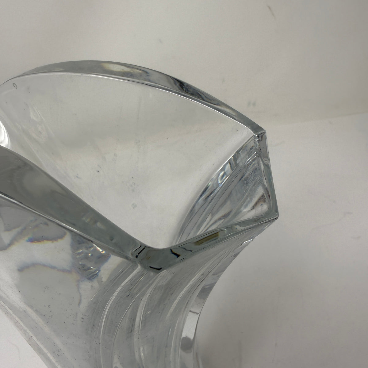 Baccarat Thomas Bastide 1992 Signed Ginkgo Crystal Flower Home Vase 9.5 Inches