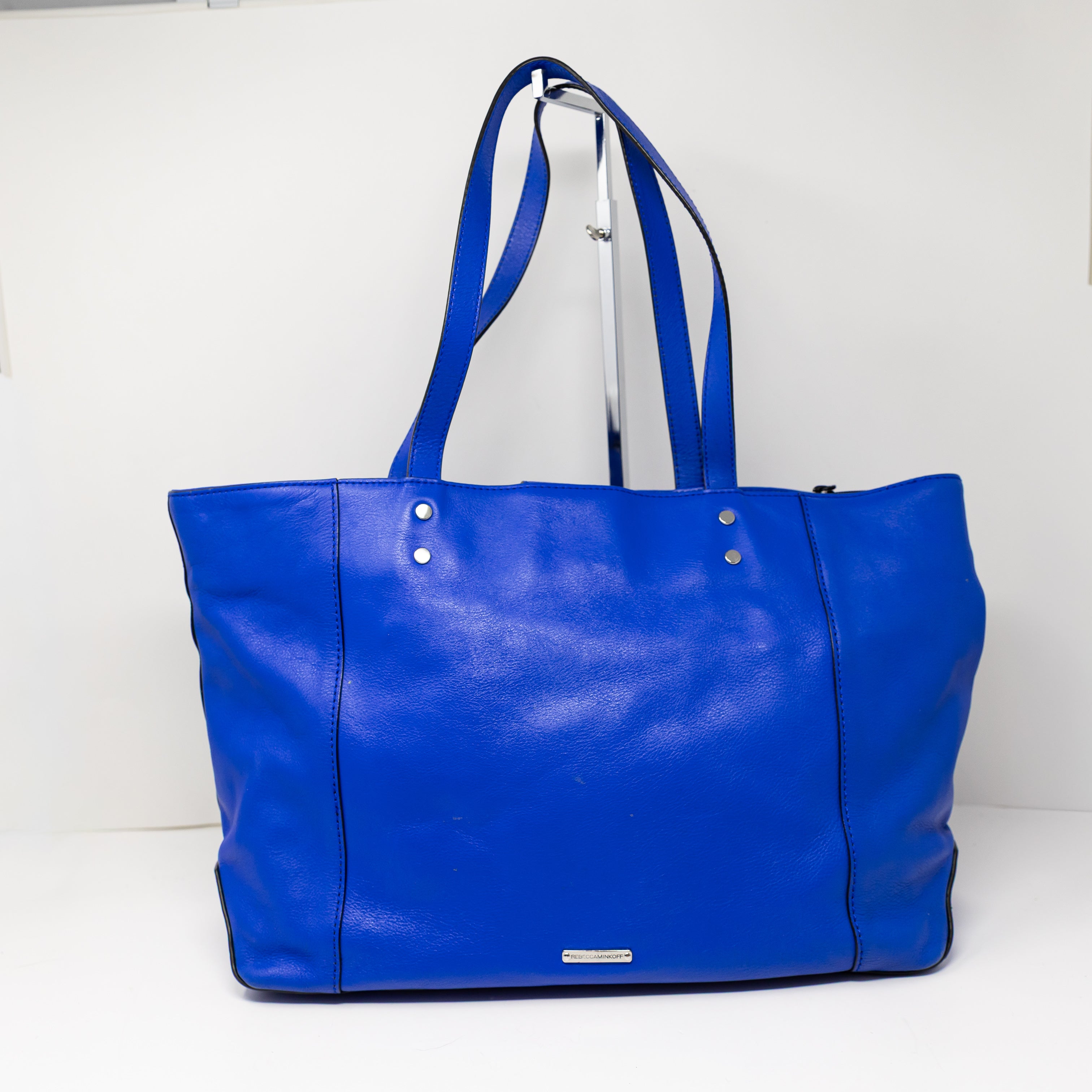 Rebecca Minkoff Bowery MAC Genuine Leather Shoulder Purse Tote Bag Cobalt Blue