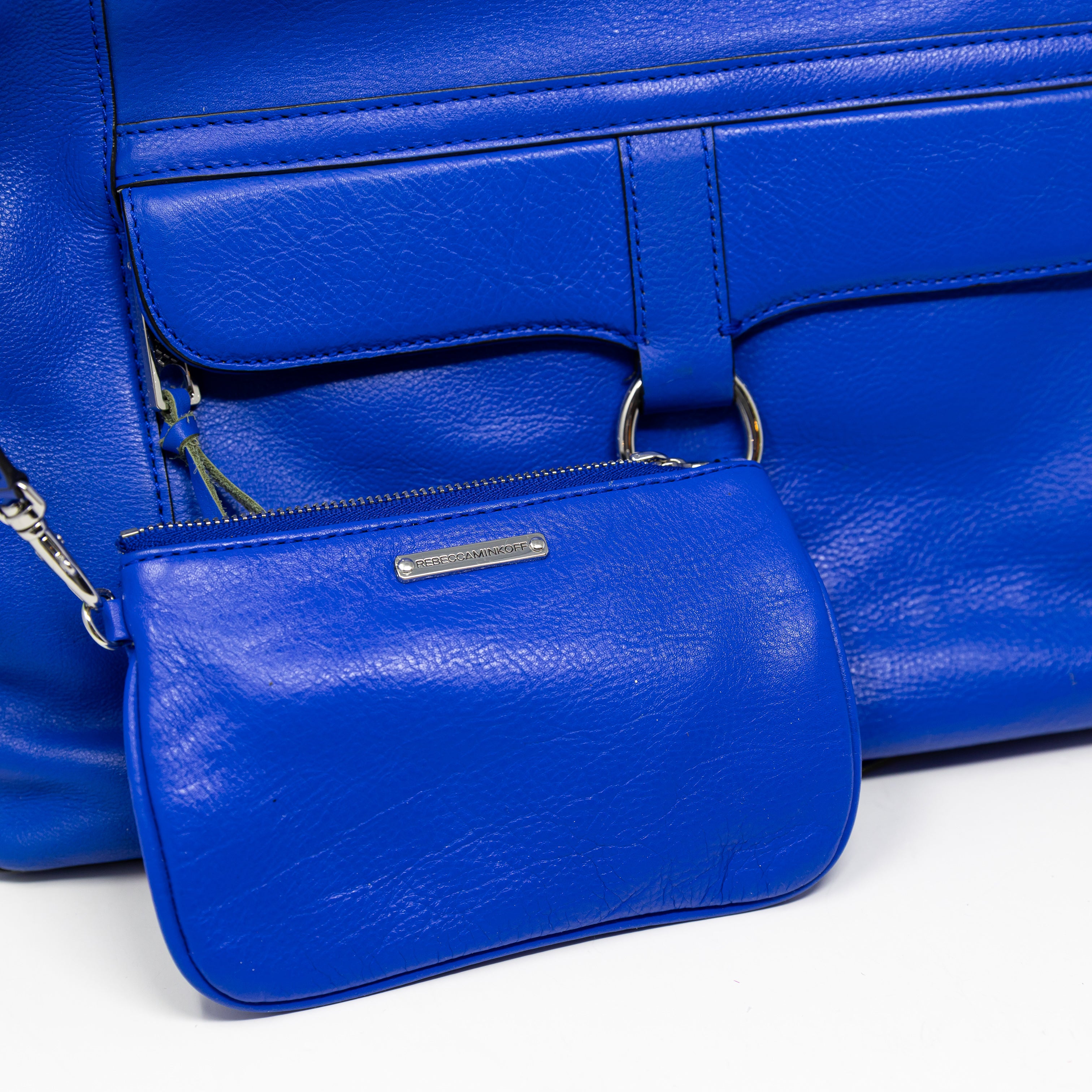 Rebecca Minkoff Bowery MAC Genuine Leather Shoulder Purse Tote Bag Cobalt Blue