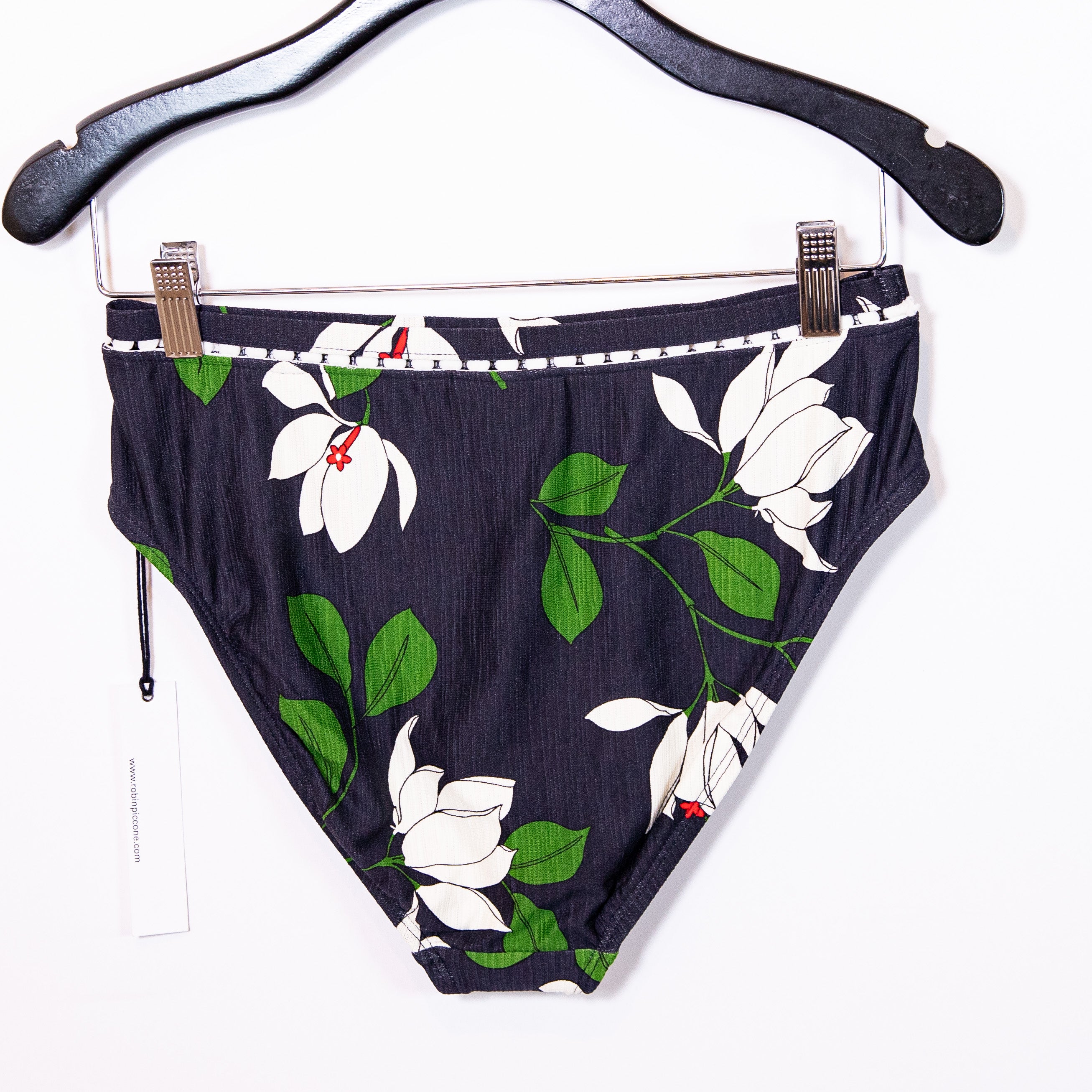 NEW Robin Piccone Floral Flower Print High Waisted SwimBathing Suit Bikini M