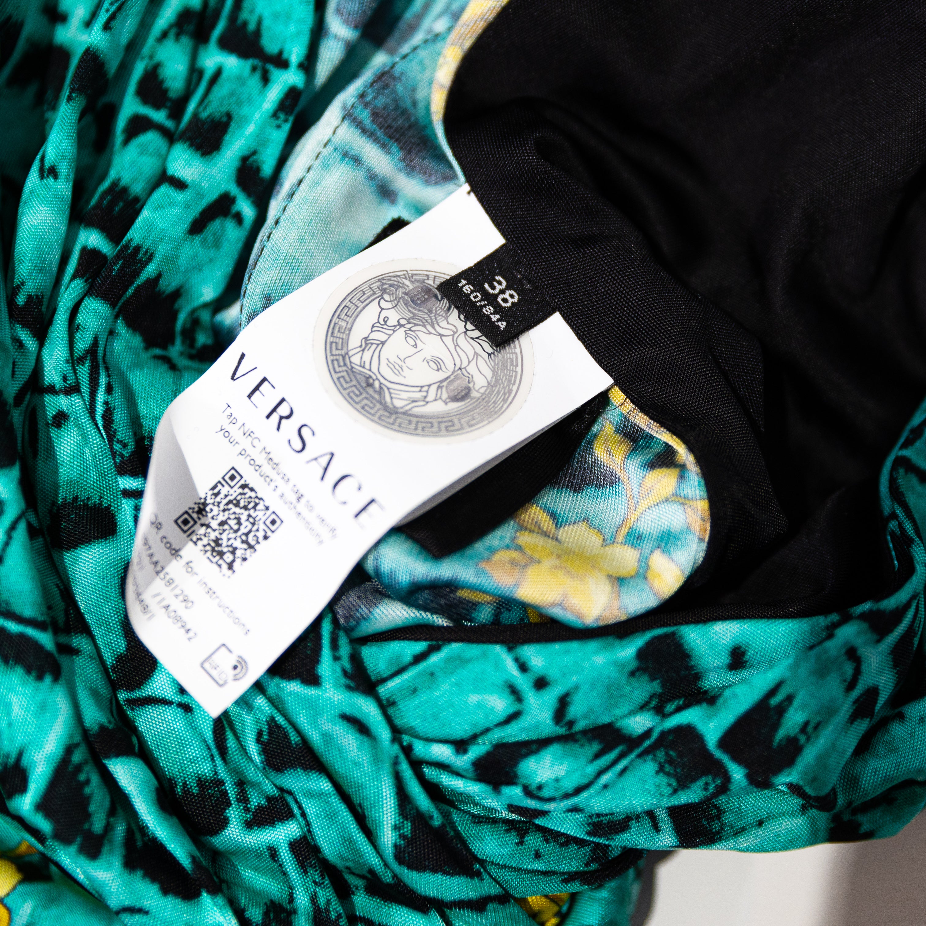 NEW Versace Draped Jersey Fabric Crossover Long Sleeve Bodysuit Barrocodile S