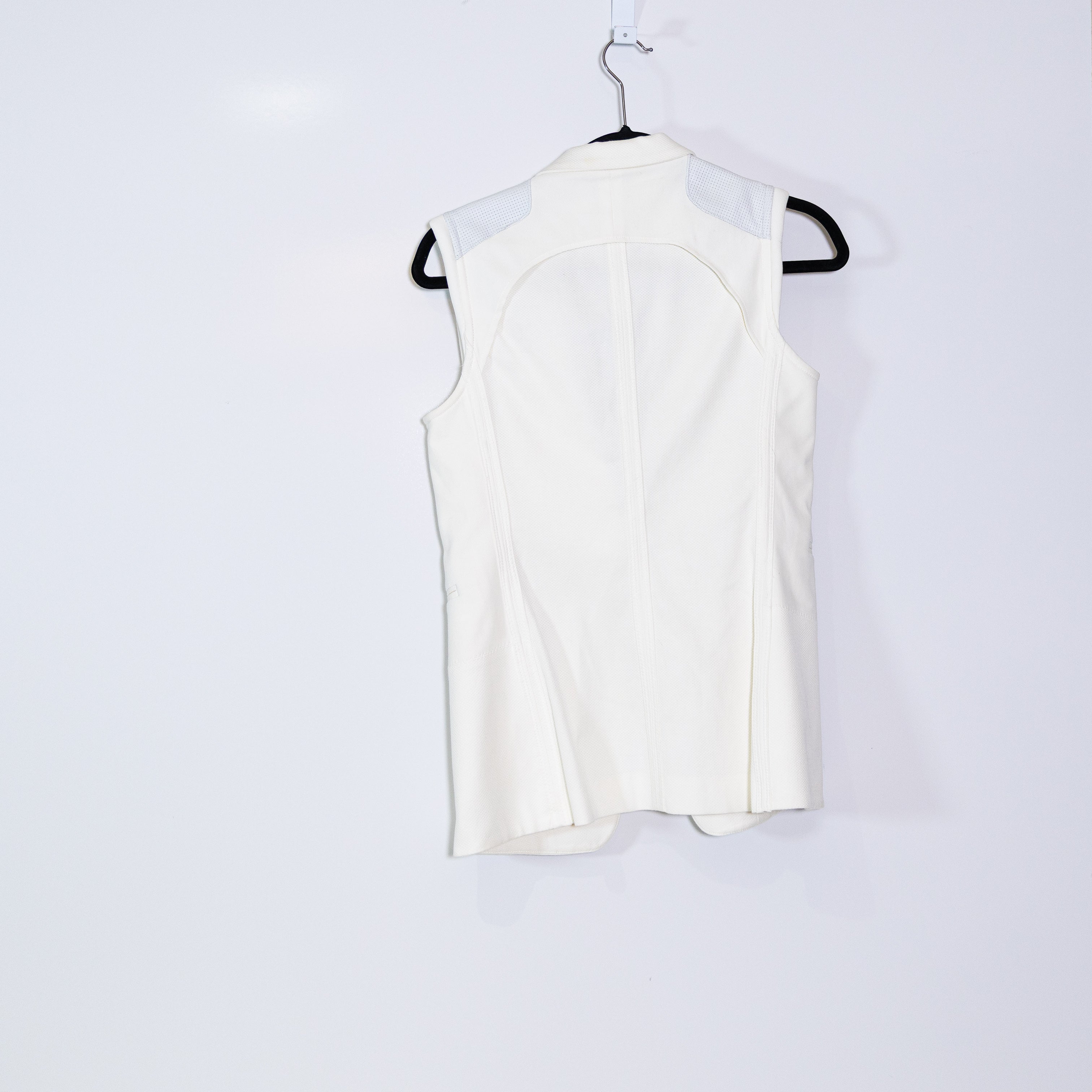 Rag & Bone Finn Cotton Woven Genuine Leather Shoulder Patch Sleeveless Vest S