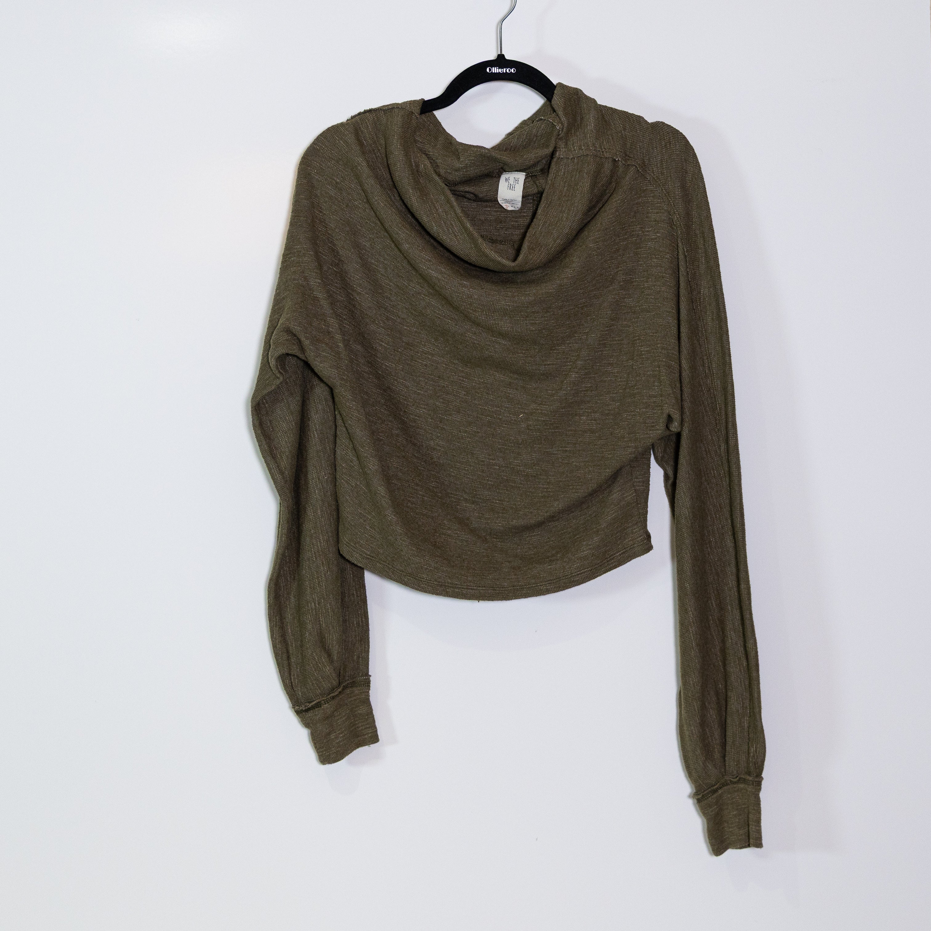 Free People Skyline Thermal Off The Shoulder Cotton Blend Slouchy Sweater Green
