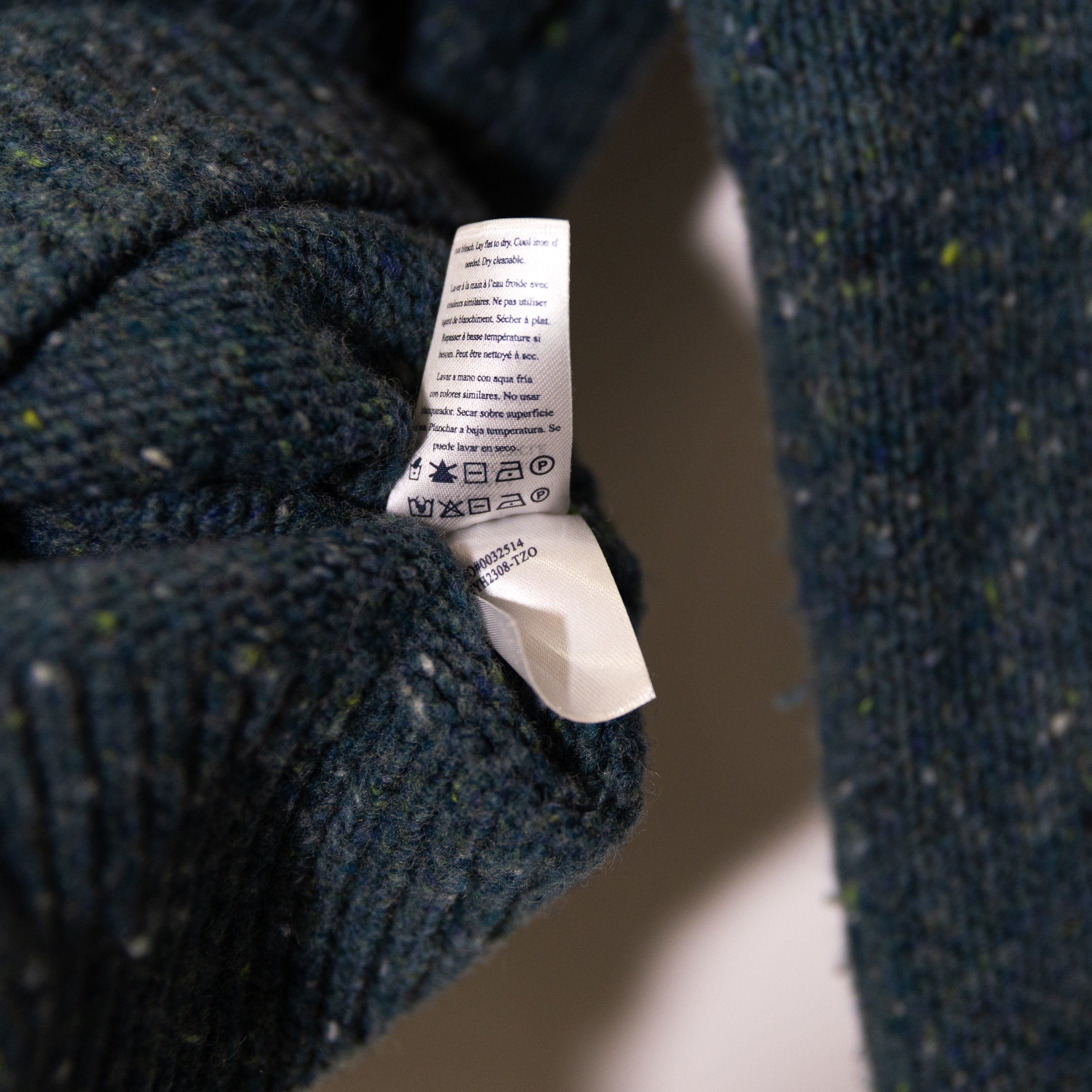 Faherty Boone Wool Alpaca Blend Knit Stretch Mock Neck Sweater Terrazzo Blue S