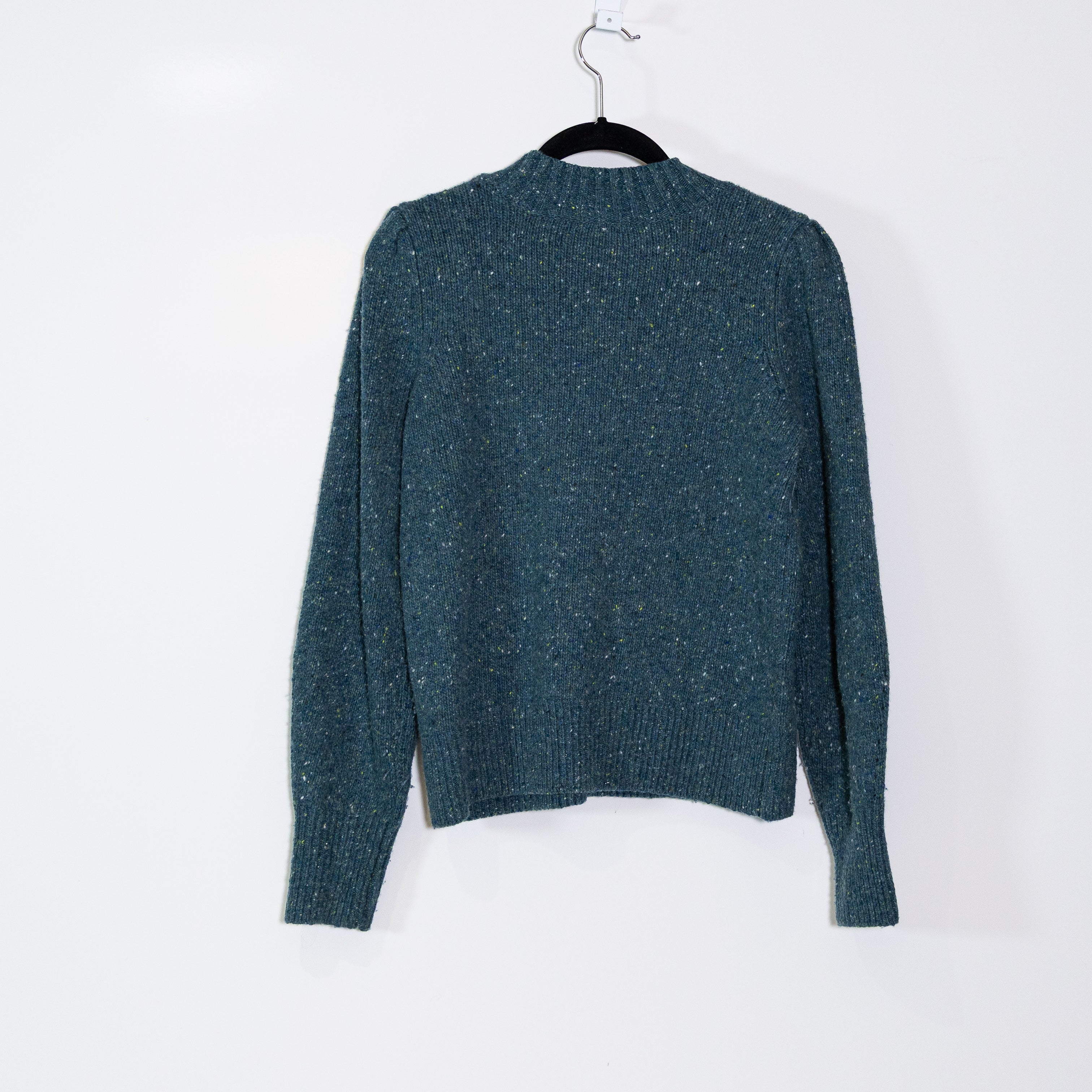 Faherty Boone Wool Alpaca Blend Knit Stretch Mock Neck Sweater Terrazzo Blue S