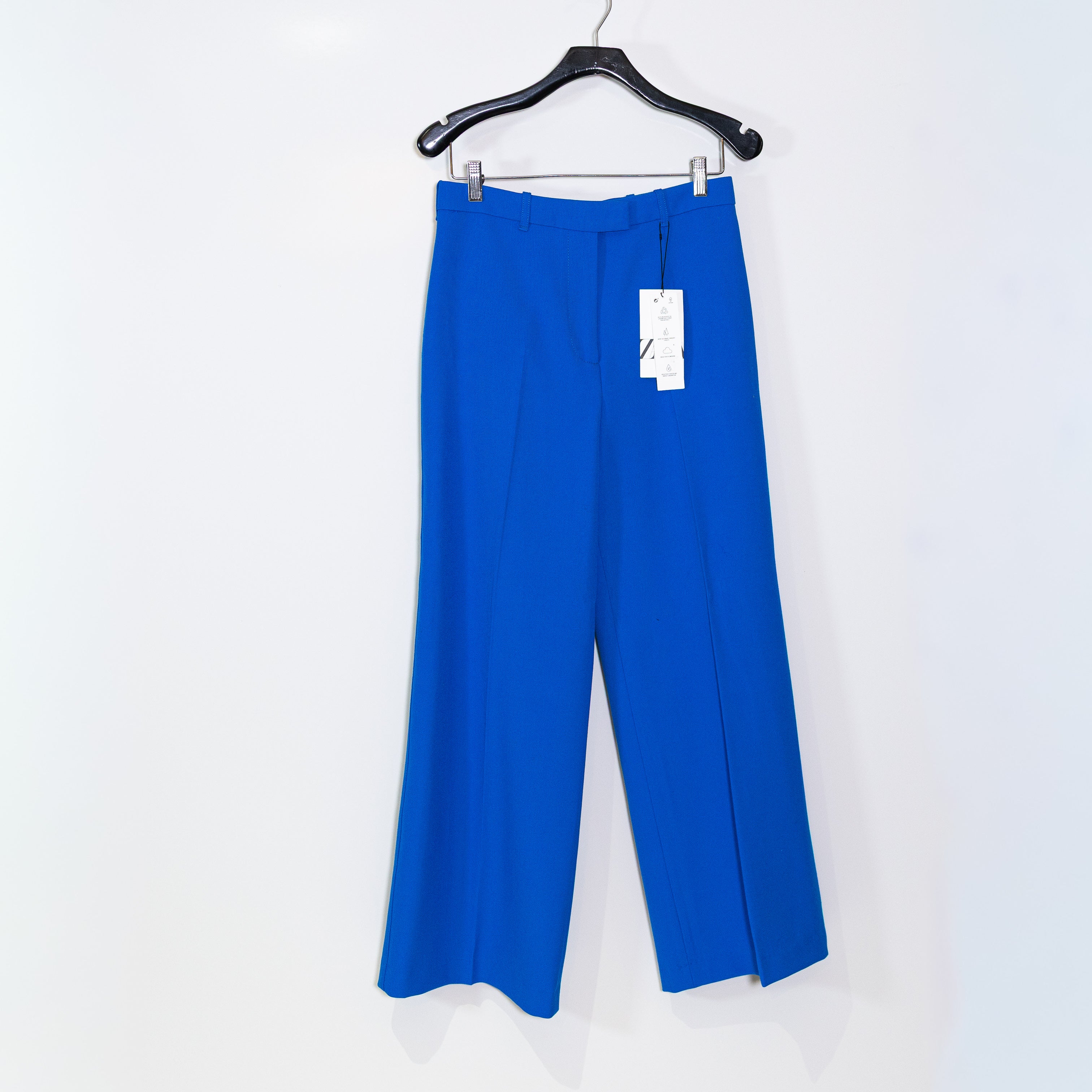 NEW Zara Women's Mid Rise Front Pleat Straight Leg Trouser Pants Cobalt Blue S