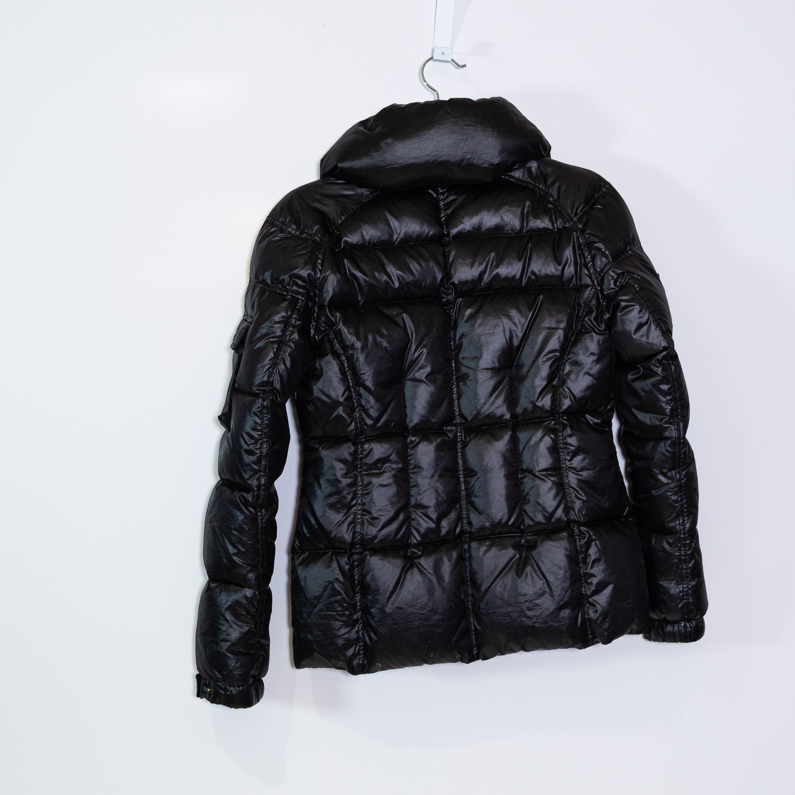 SAM Women's Feather Down Quilted Full Zip High Neck Puffer Jacket Black Small
