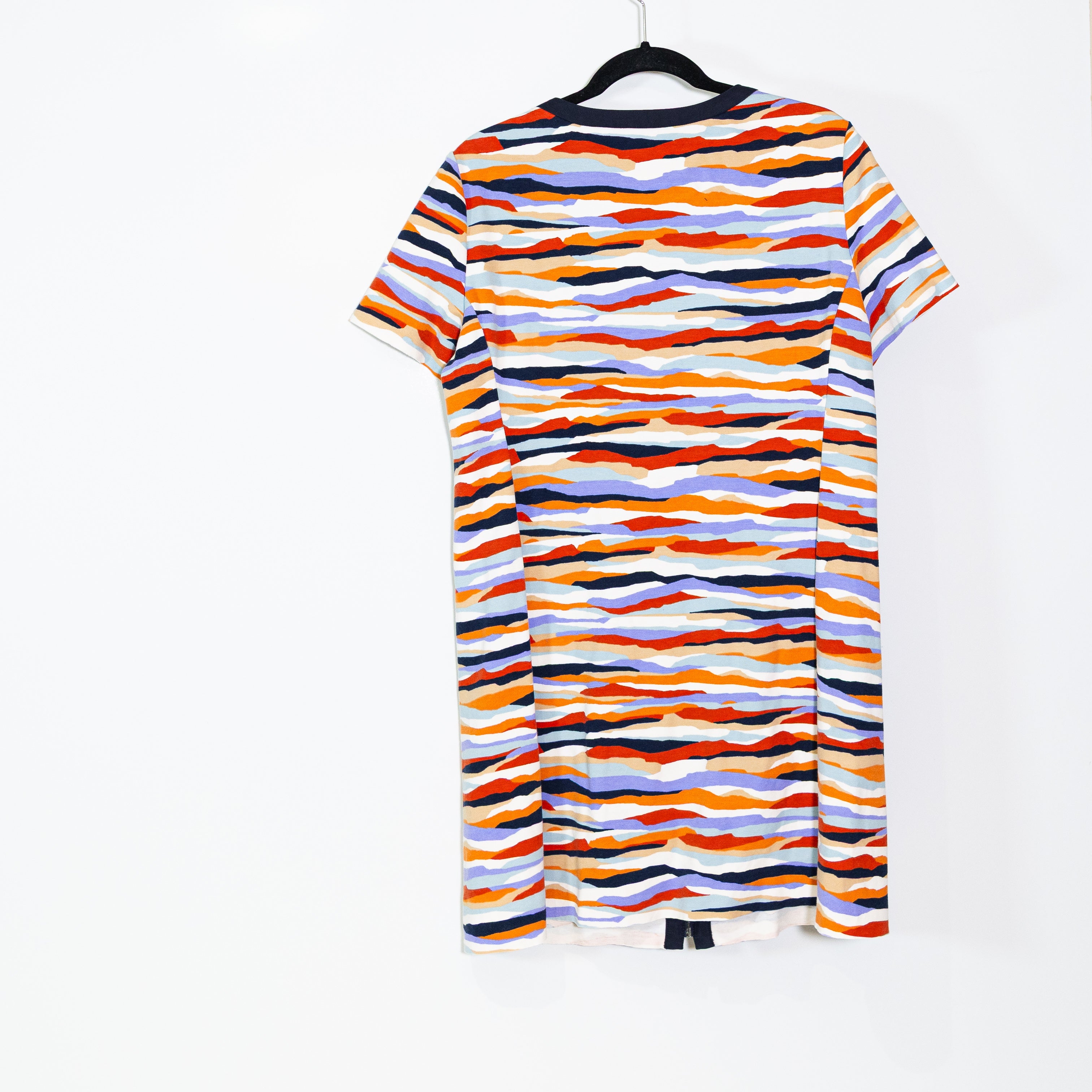 Tory Burch Vienna Cotton Stretch Abstract Multi Color Print Zipper Front Dress
