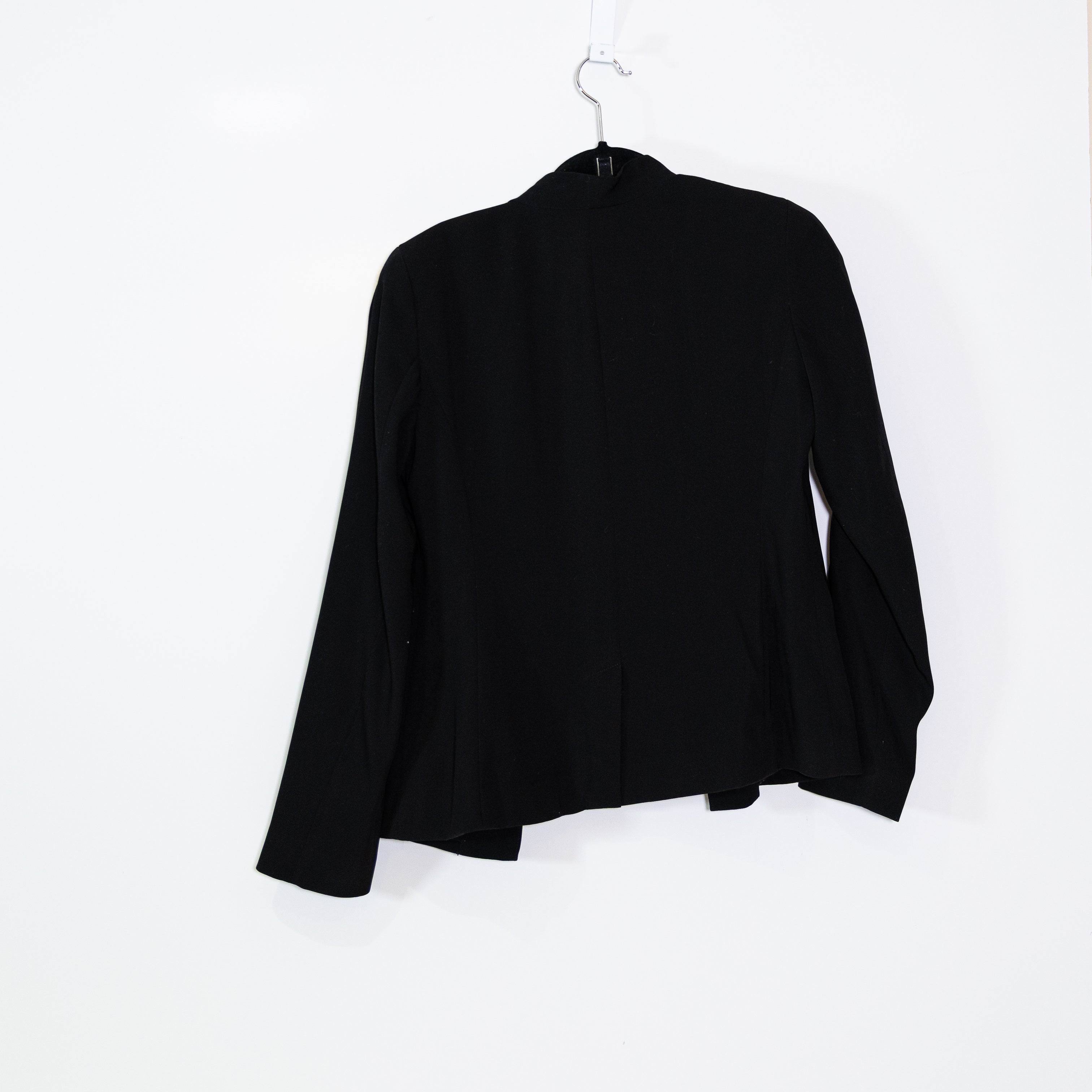 Eileen Fisher Women's Crepe Collarless Open Front Blazer Jacket Solid Black 6P