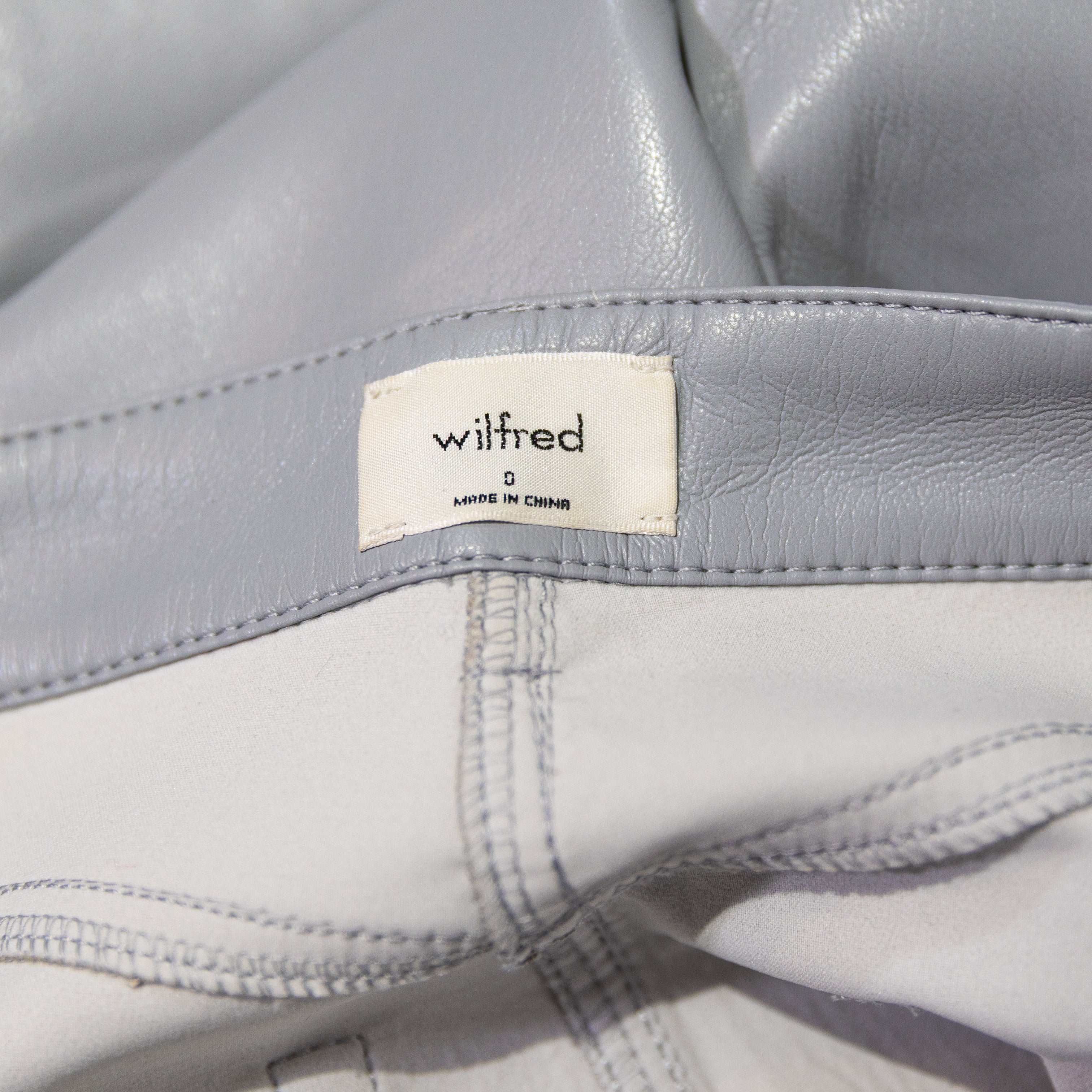 Wilfred Aritzia The Melina High Waisted Faux Vegan Leather Trouser Pants Blue 0