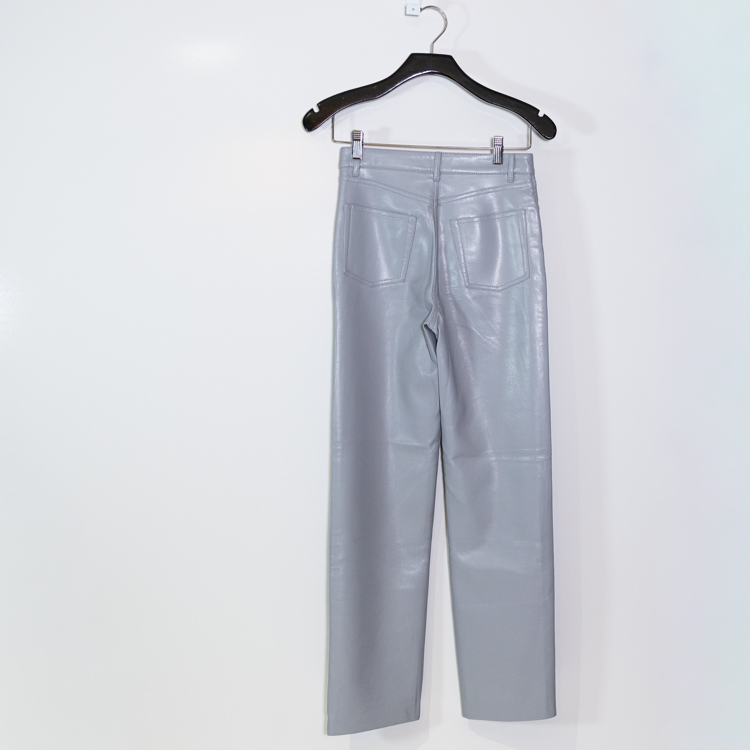 Wilfred Aritzia The Melina High Waisted Faux Vegan Leather Trouser Pants Blue 0