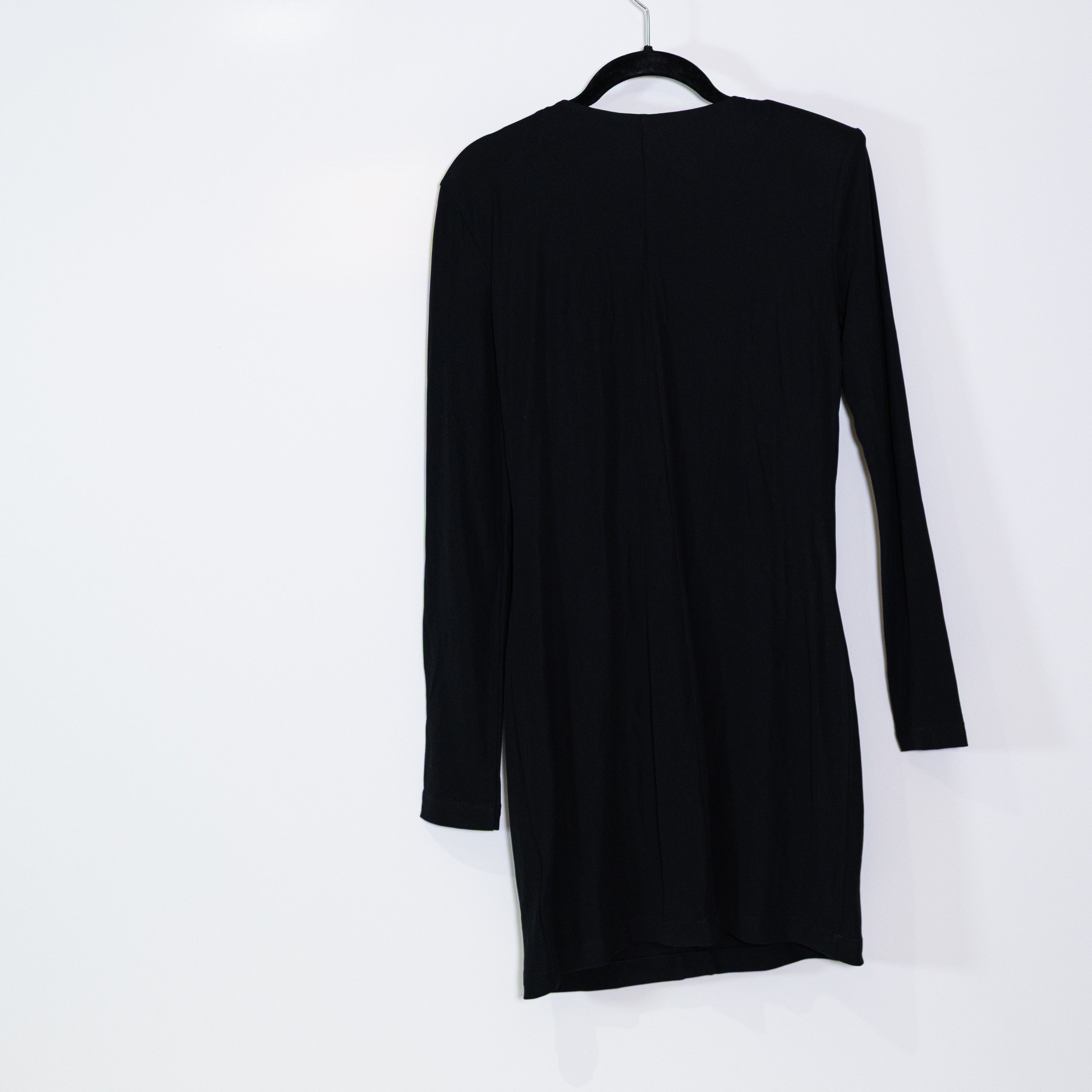 NEW Anine Bing Amaya Twist Knot Front Cut Out Crepe Shoulder Pad Mini Dress S