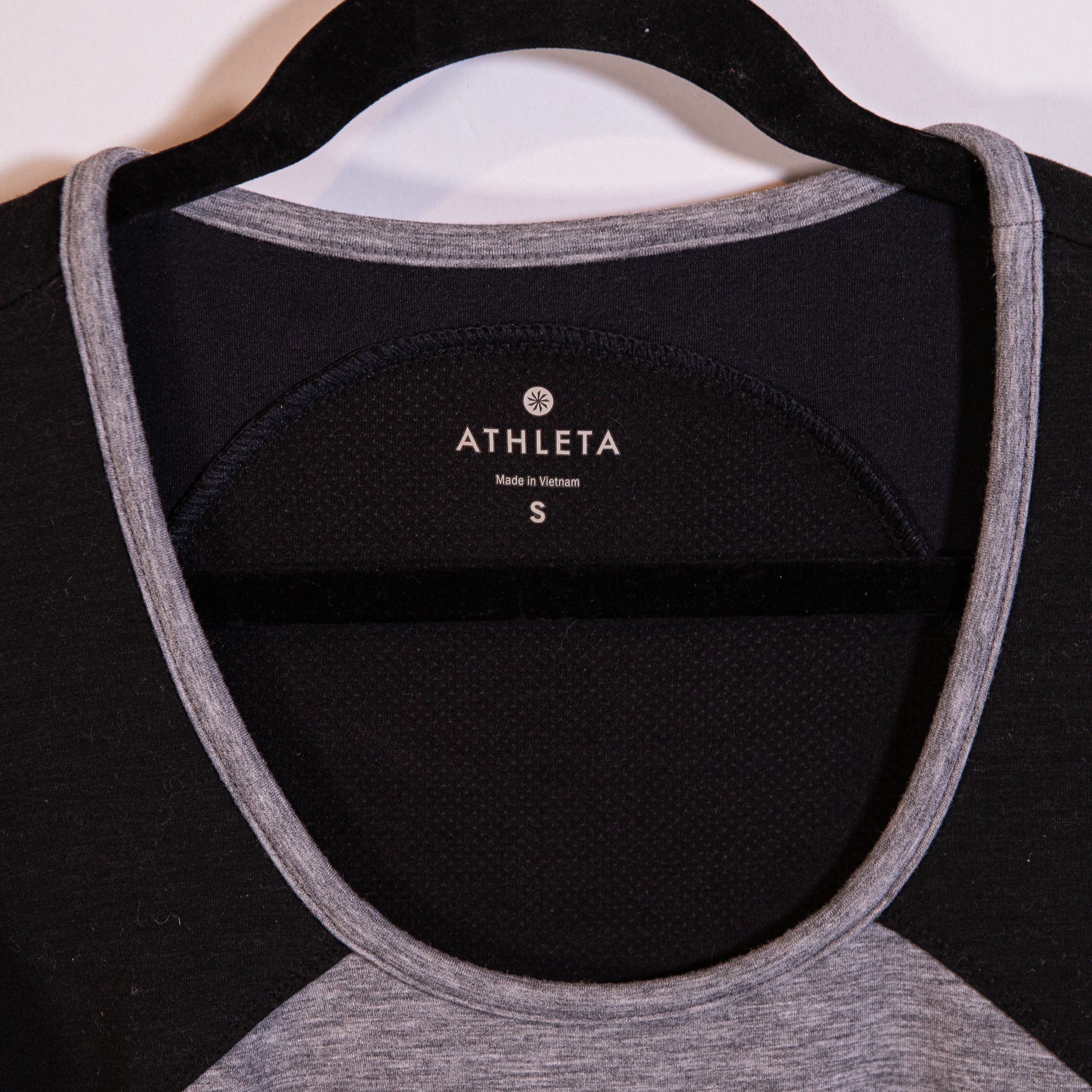 Athleta Fuse Scuba Ponte Stretch Black Gray Colorblock Mesh Midi Dress Small